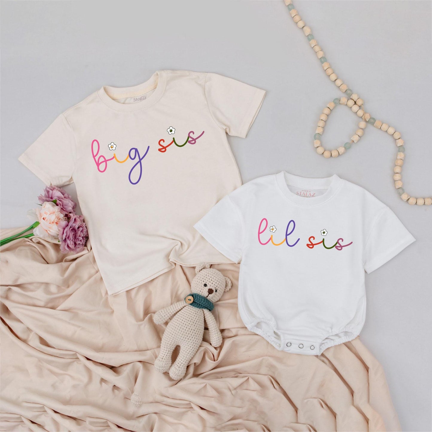 Personalized Matching Sibling Shirts Big Little Sister Toddler Baby Girl Boy Baby Announcement First Birthday Cute Gift Outfits