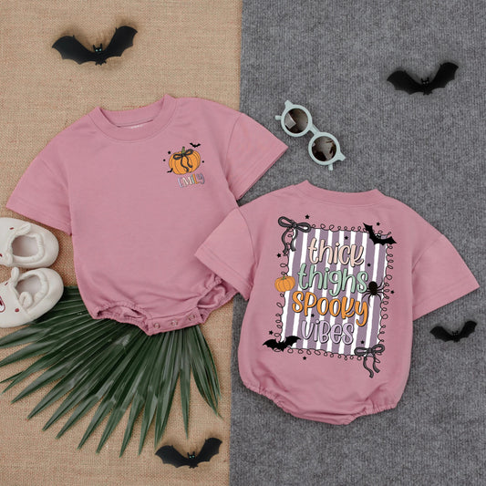 Custom My First Halloween Bubble Romper for Toddlers and Babies Spooky Season Cute Baby Apparel Gift Idea