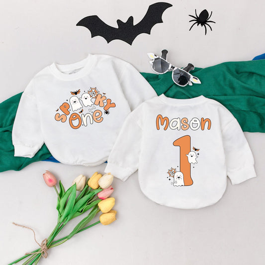 Personalized Spooky One Baby Romper My First Halloween Bodysuit Spooky Dude Baby Boo Outfit Soft Cotton Fall Season Shower Gift