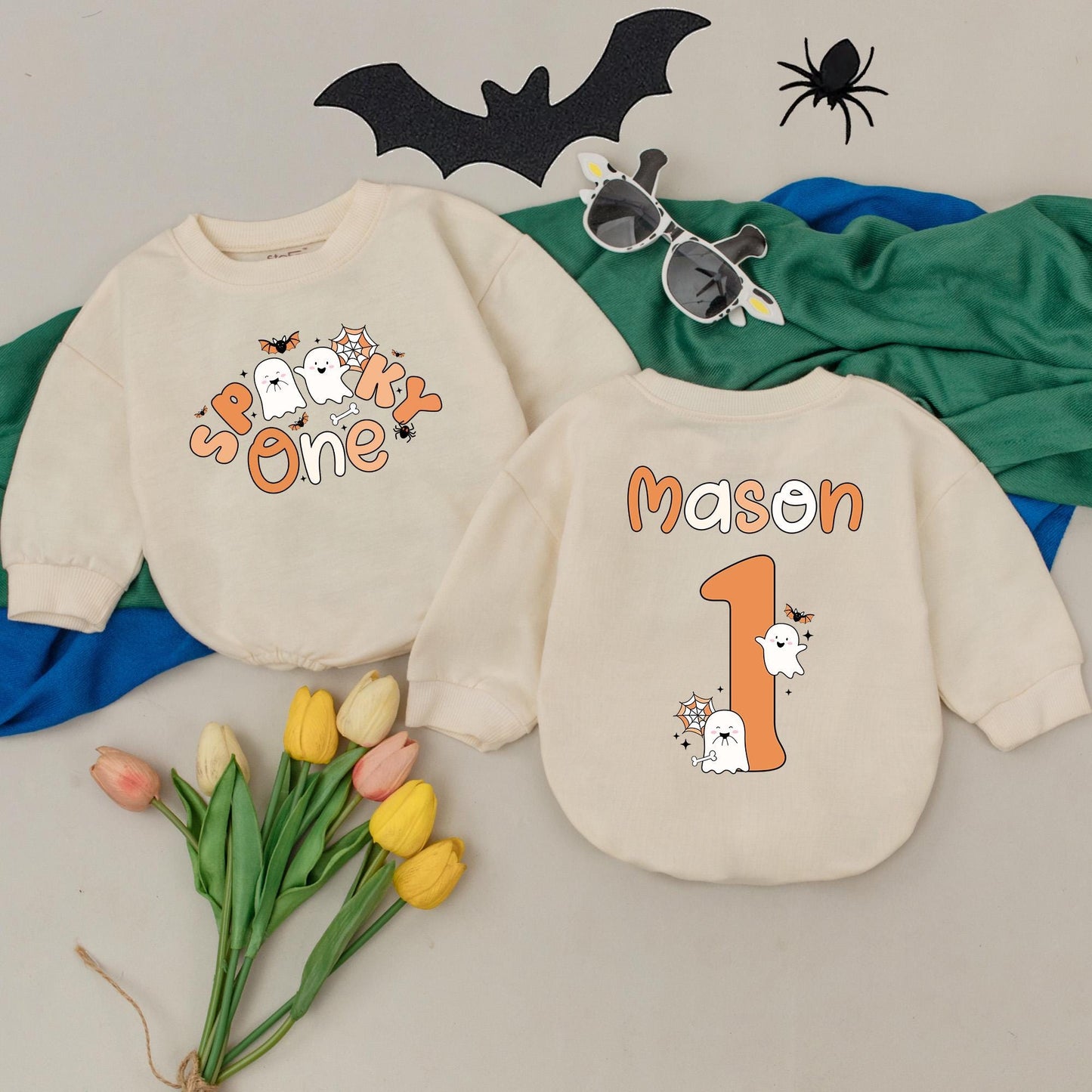 Personalized Spooky One Baby Romper My First Halloween Bodysuit Spooky Dude Baby Boo Outfit Soft Cotton Fall Season Shower Gift