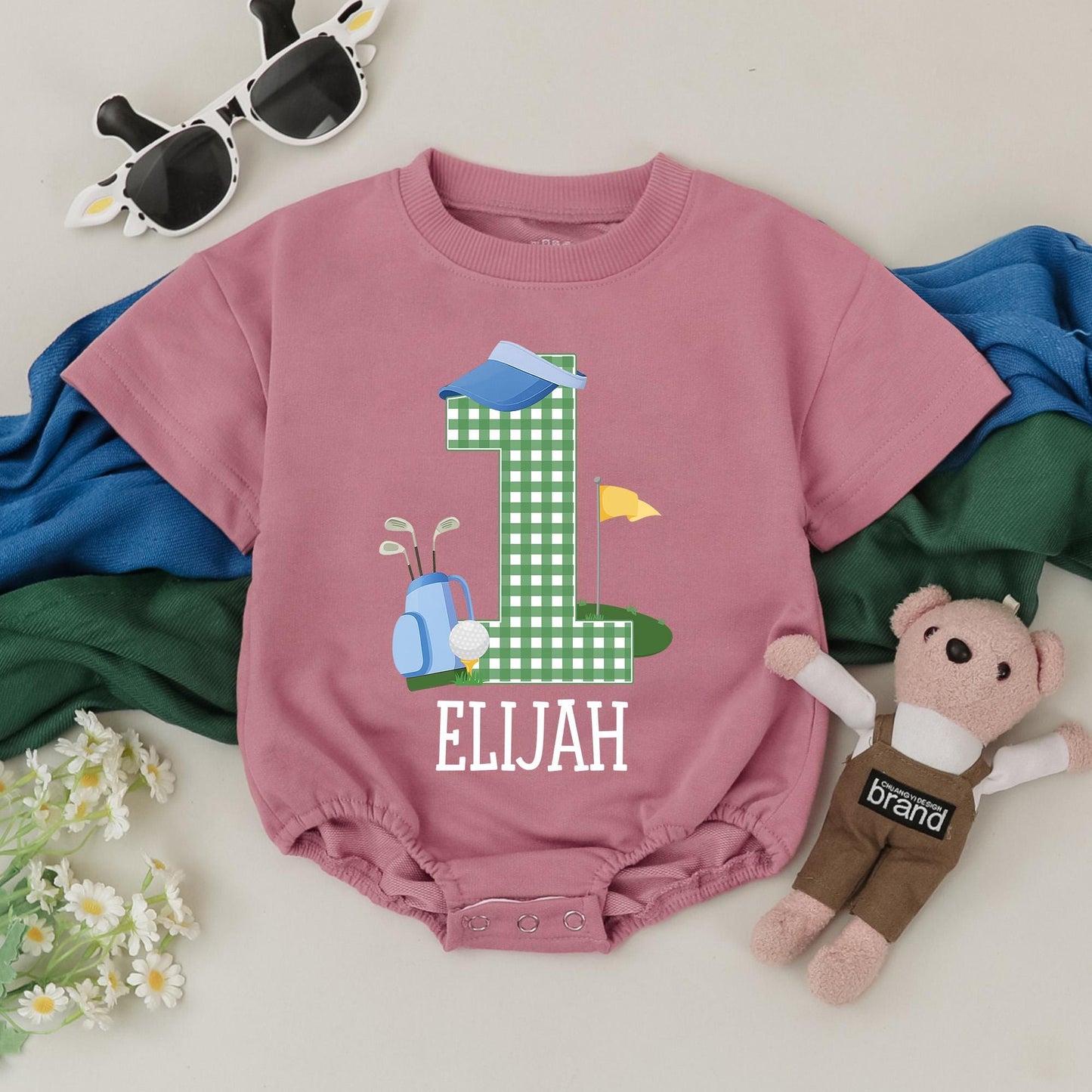 Cute Golf Baby Romper First Birthday Outfit Future Golfer Hole In One Birthday Boy Gift