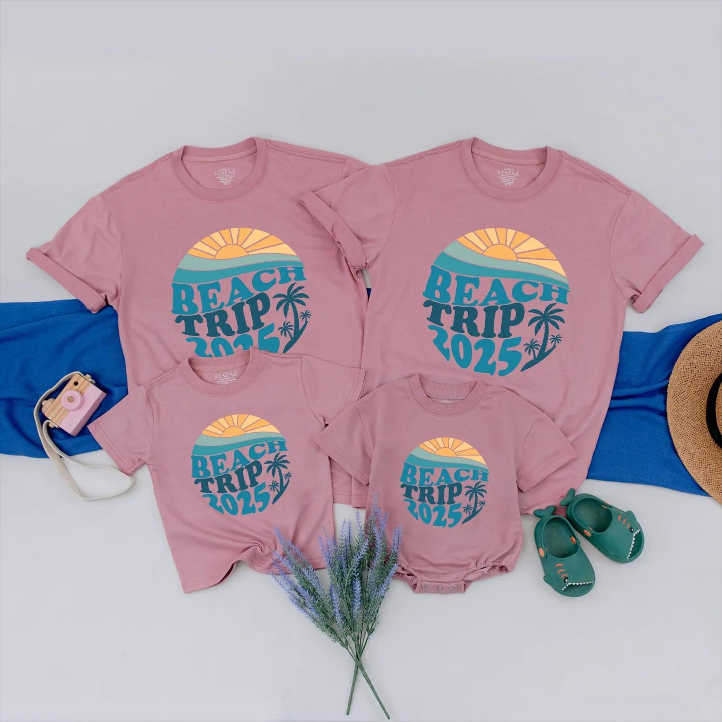 Beach Trip 2025 Shirt - Retro Sun & Waves Design - Summer Vacation Outfit, Coastal Trip Clothes, Groovy Beach Vibes, Travel Gift