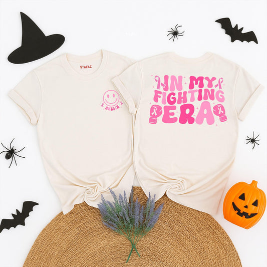 In My Fighting Era Breast Cancer Warrior Shirt: Custom Name Pink Ribbon Cancer Fighter Tee, Breast Cancer Awareness Gift