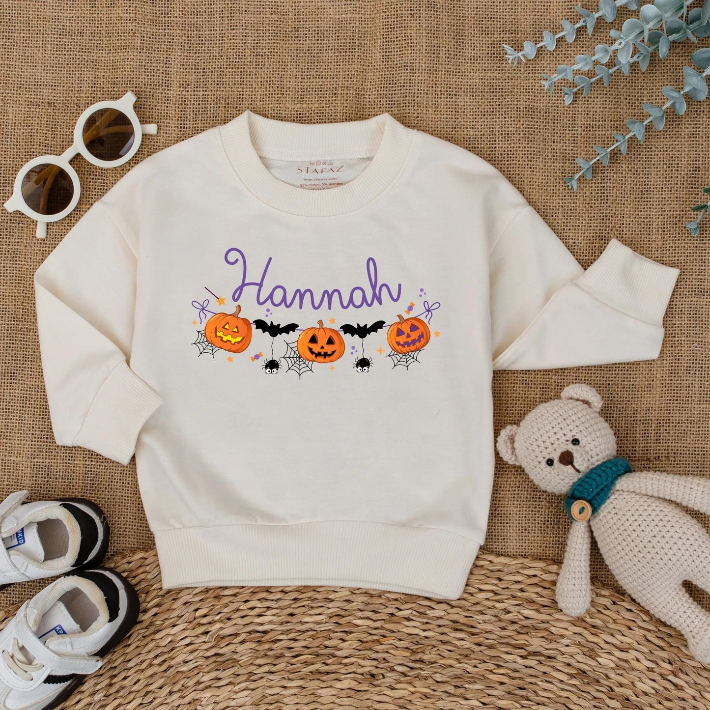 First Halloween Baby Girl Romper Personalized Pumpkin Name Outfit Cute Spooky Season Fall Baby Clothes for Girls Custom Newborn Outfit
