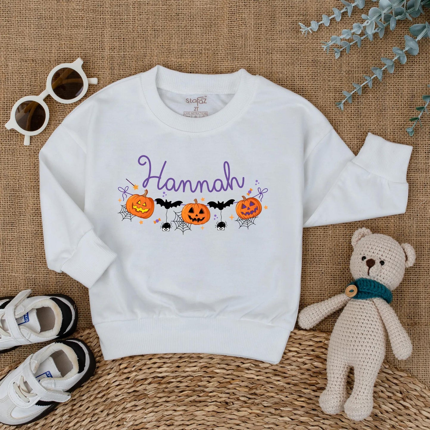 First Halloween Baby Girl Romper Personalized Pumpkin Name Outfit Cute Spooky Season Fall Baby Clothes for Girls Custom Newborn Outfit