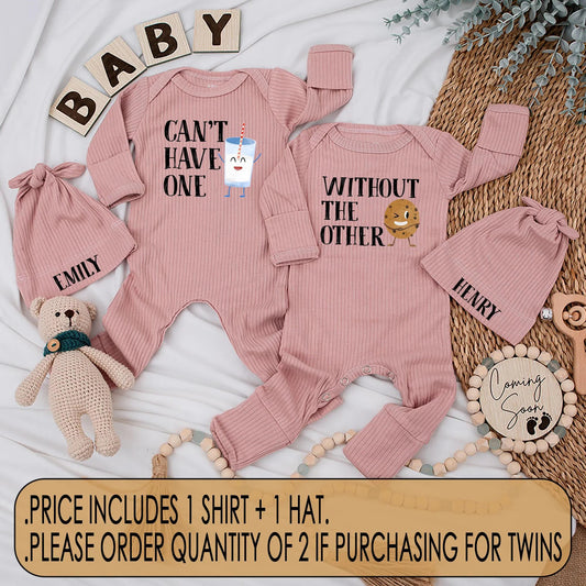 Cute Twins Outfits, Milk and Cookie Twin Bodysuits, Funny Gift for Twins Baby Shower