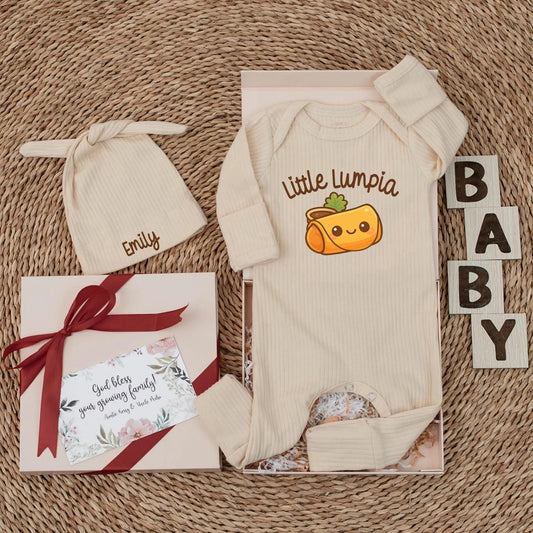 Little Lumpia Baby Bodysuit Cute Filipino Food Outfit Personalized Foodie Newborn Clothes Baby Shower Gift
