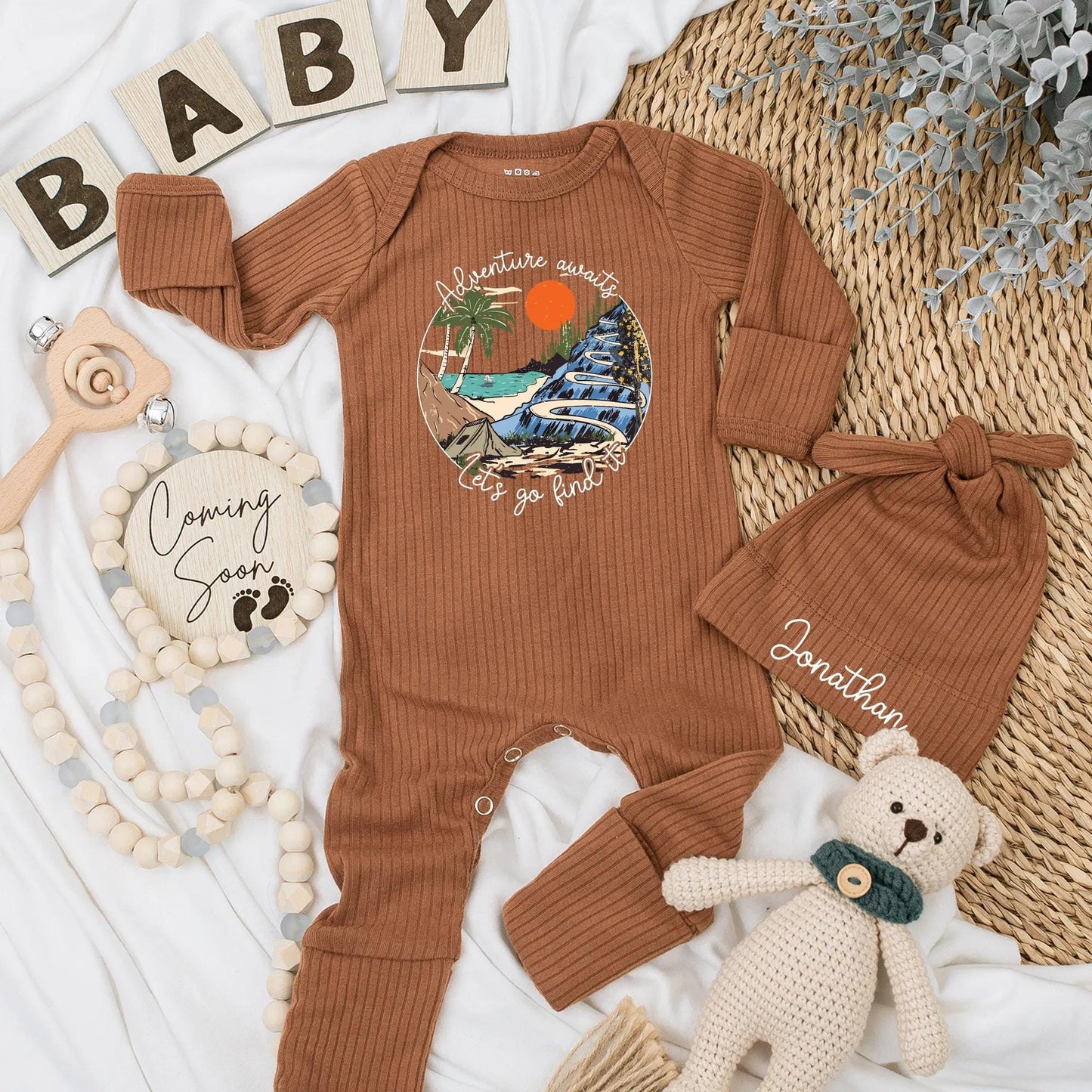 Adventure Awaits Baby Bodysuit - Let's Go Find It Outdoor Outfit Newborn Gift for Nature Parents - Hiking Baby Clothes