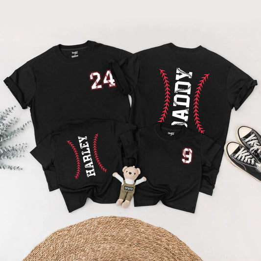 Custom Baseball Family Shirts: Personalized Name & Number Matching Game Day Outfit for Dad, Son, & Daughter—Sporty Baseball Lover Gift for Fans & Families