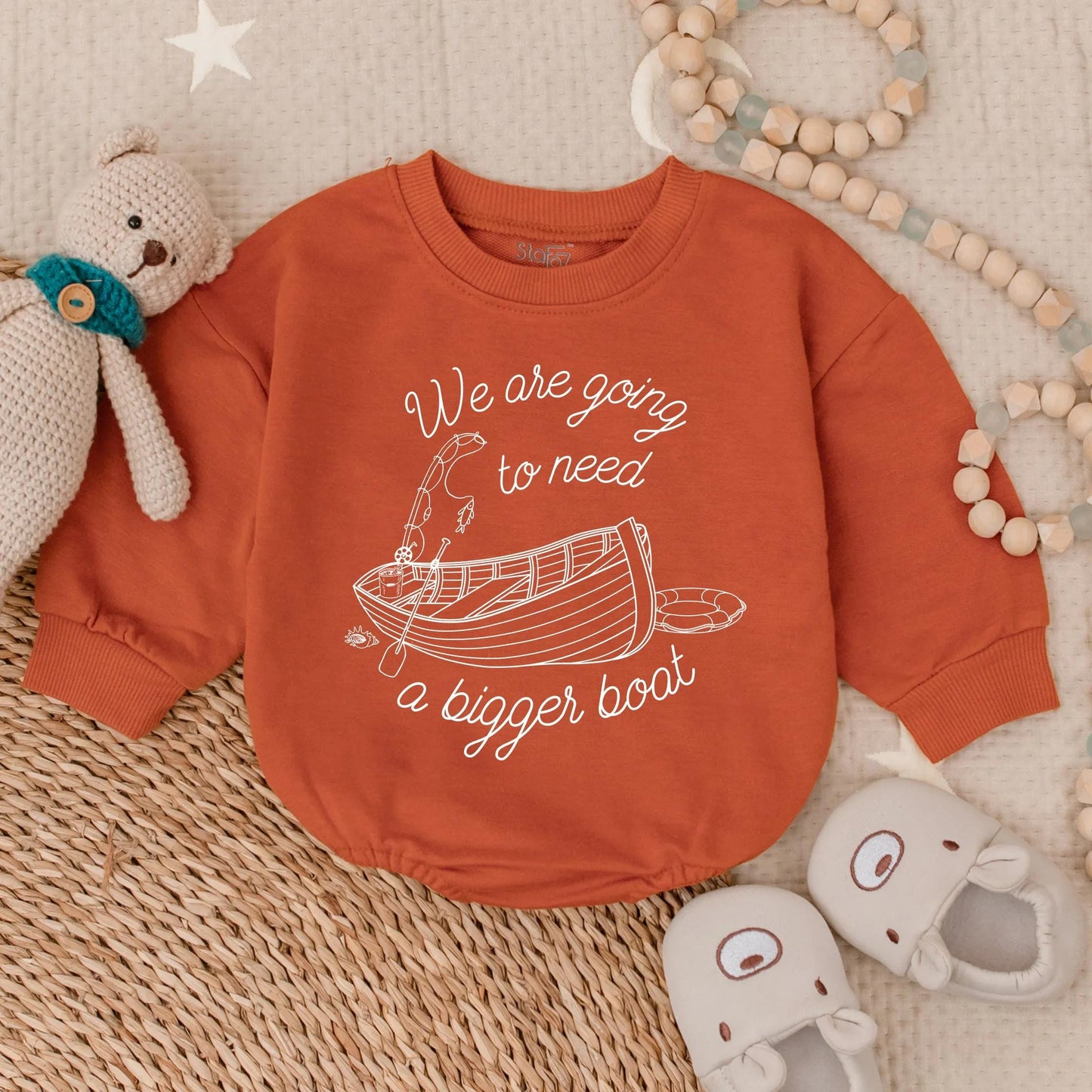 We're Gonna Need A Bigger Boat Baby Romper Bodysuit - Pregnancy Reveal, Baby Shower Gift, Baby Boy or Girl Clothes