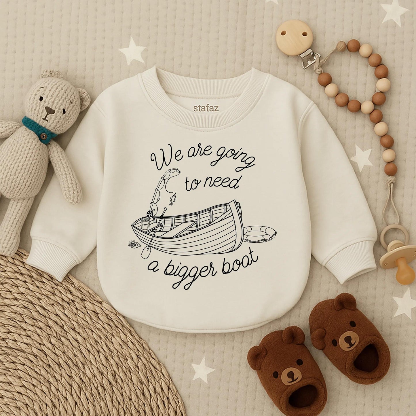 We're Gonna Need A Bigger Boat Baby Romper Bodysuit - Pregnancy Reveal, Baby Shower Gift, Baby Boy or Girl Clothes