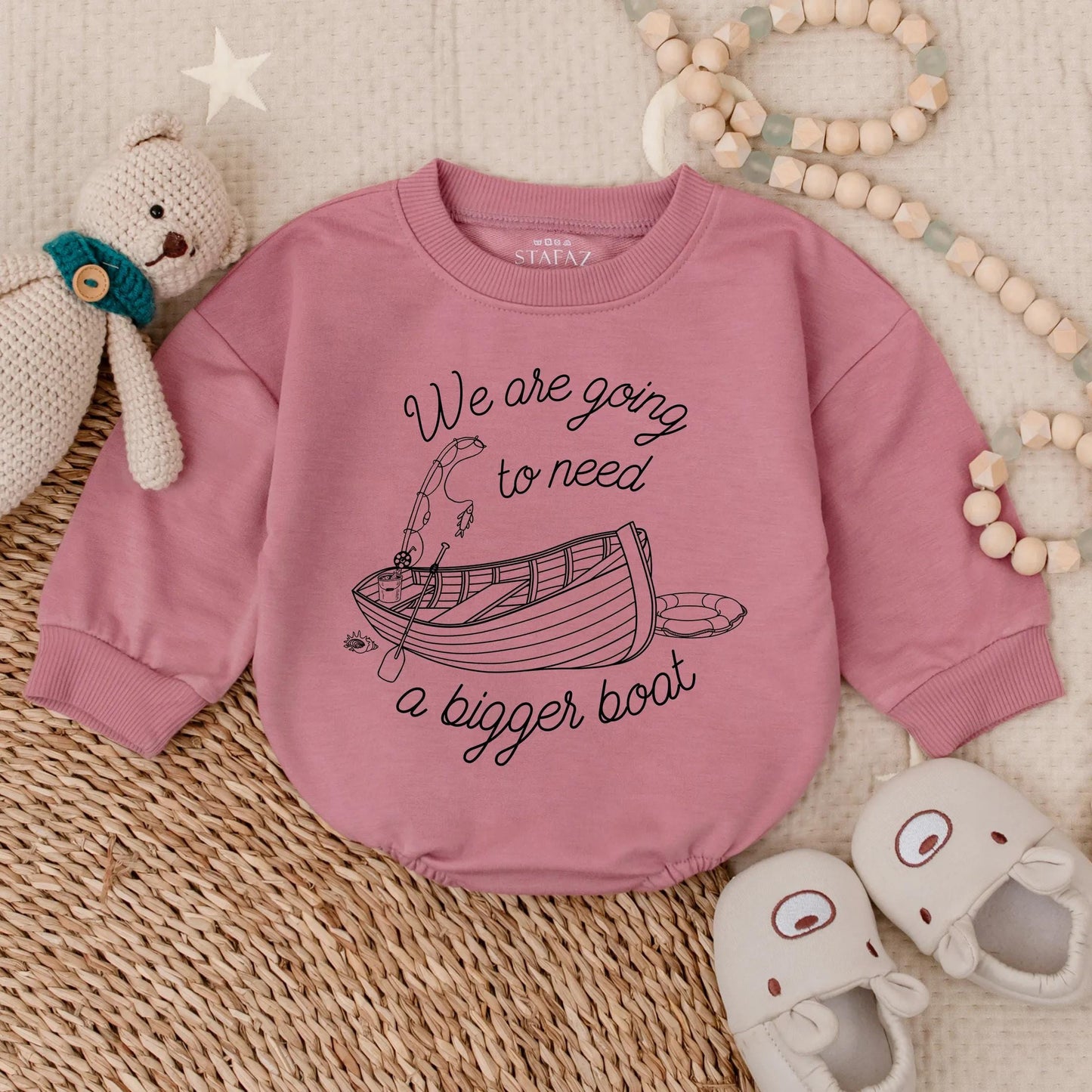 We're Gonna Need A Bigger Boat Baby Romper Bodysuit - Pregnancy Reveal, Baby Shower Gift, Baby Boy or Girl Clothes