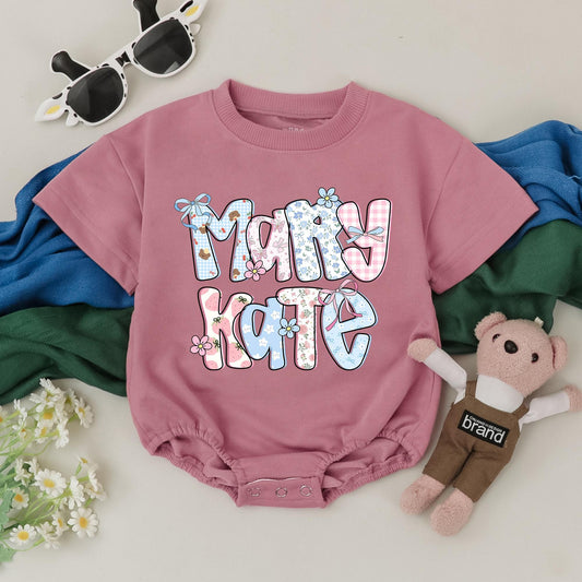 Personalized Floral Baby Bubble Romper Custom Name Girl Outfit First Birthday Gift Baby Shower Clothes