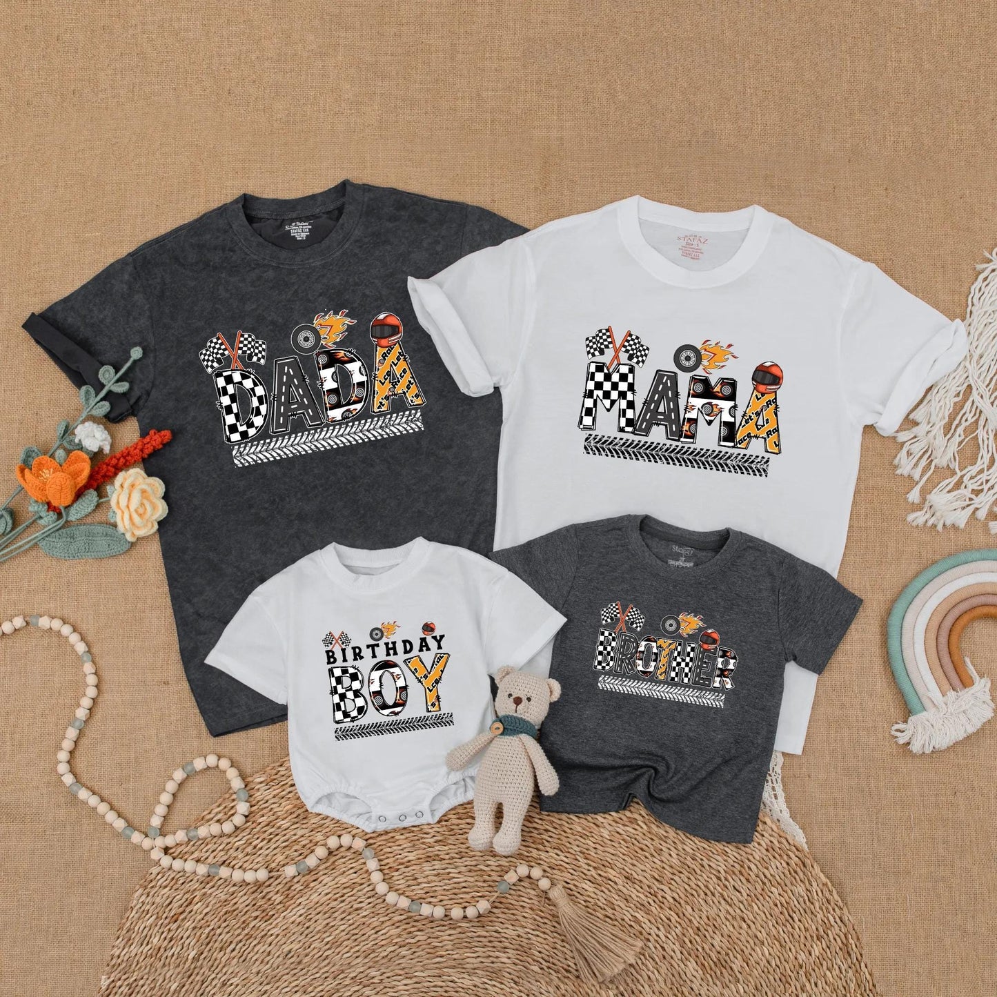 Matching Monster Truck Birthday Family Shirts, Race Car Party Outfits, Dada Mama Brother, Baby Boy 1st Birthday Gift