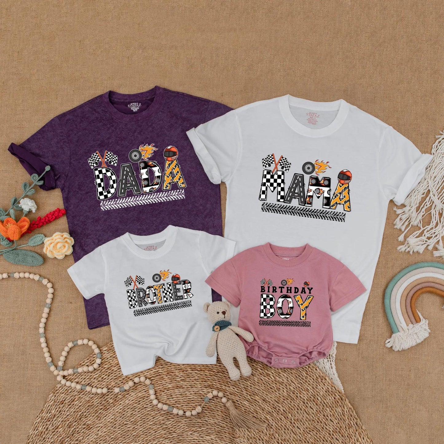 Matching Monster Truck Birthday Family Shirts, Race Car Party Outfits, Dada Mama Brother, Baby Boy 1st Birthday Gift