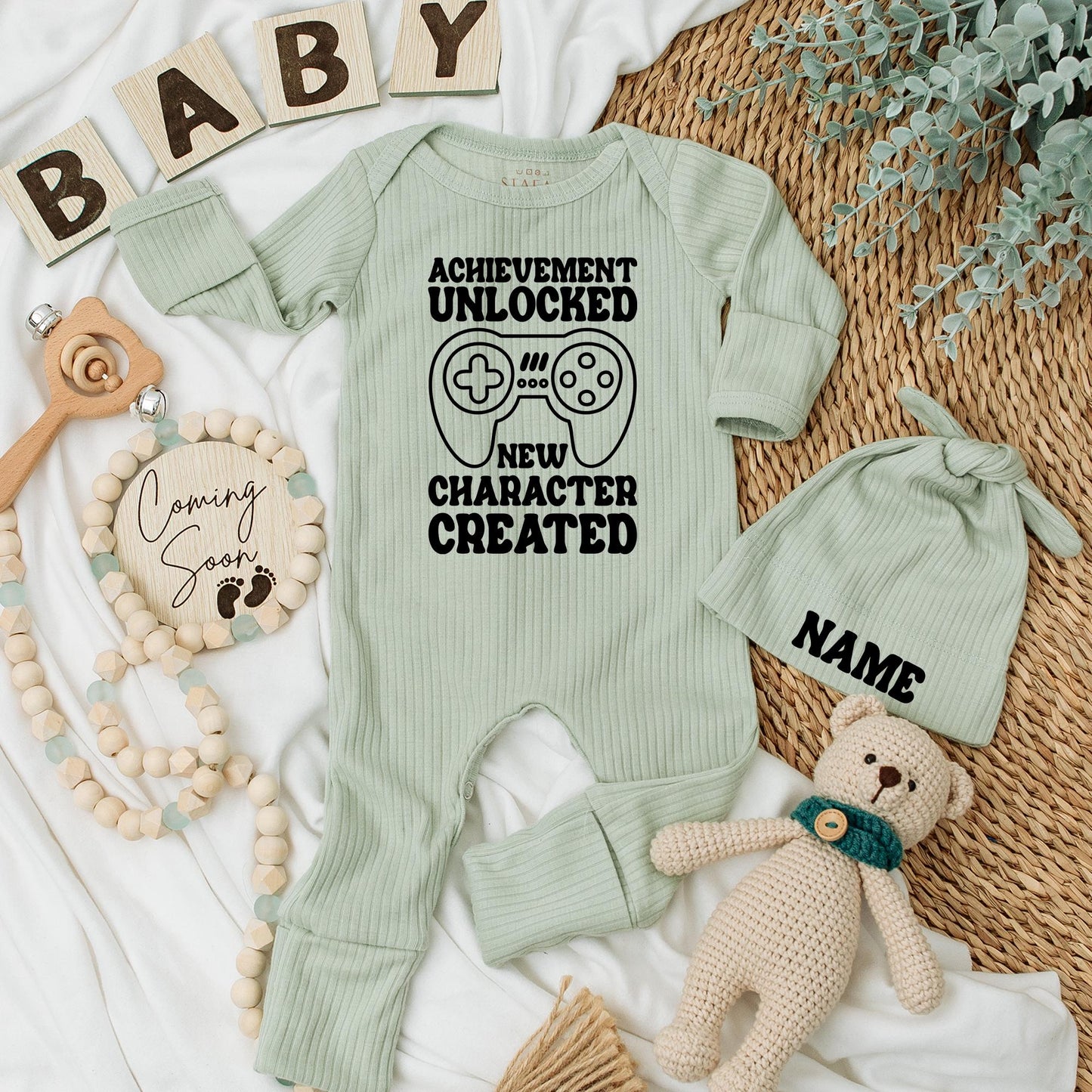 Achievement Unlocked Baby Bodysuit New Character Created Gaming Newborn Outfit Retro Video Game Baby Shower Reveal Gift for New Parents