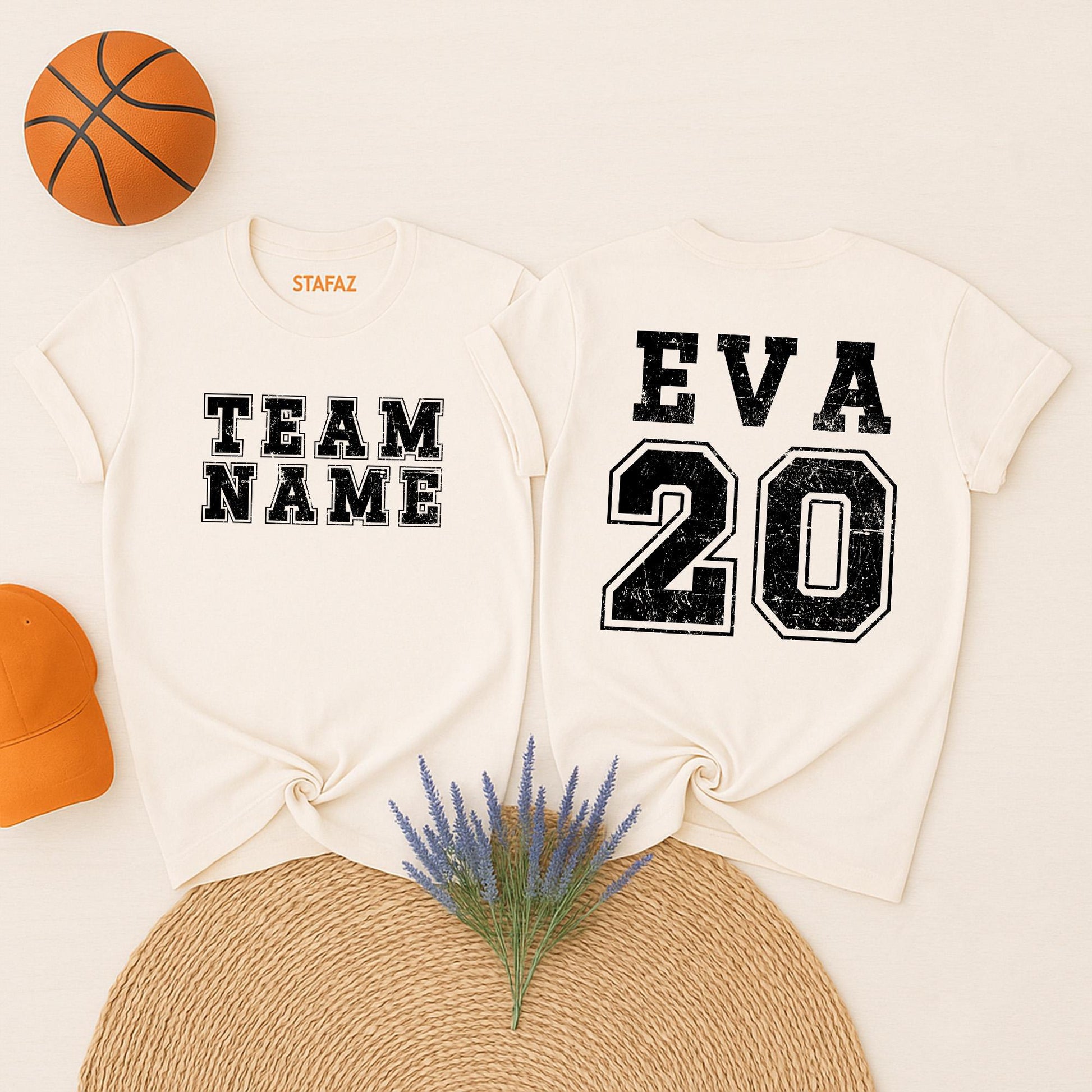 Custom Sports Team Name and Number T-Shirt Personalized Front and Back Athletic Apparel for Fans Game Day