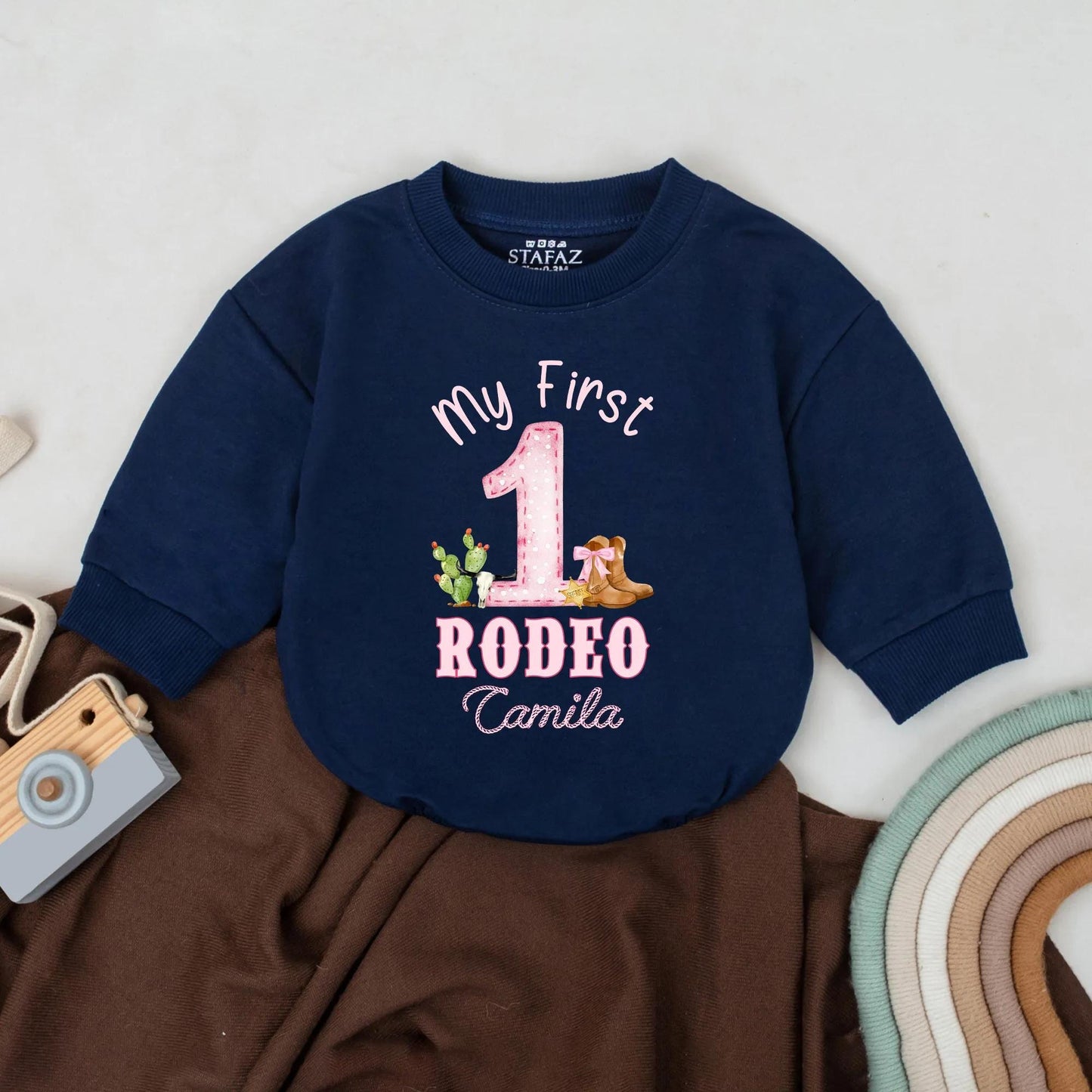 Personalized My First Rodeo Baby Girl Romper 1st Birthday Outfit Custom Western Toddler Clothes Cowgirl Gift