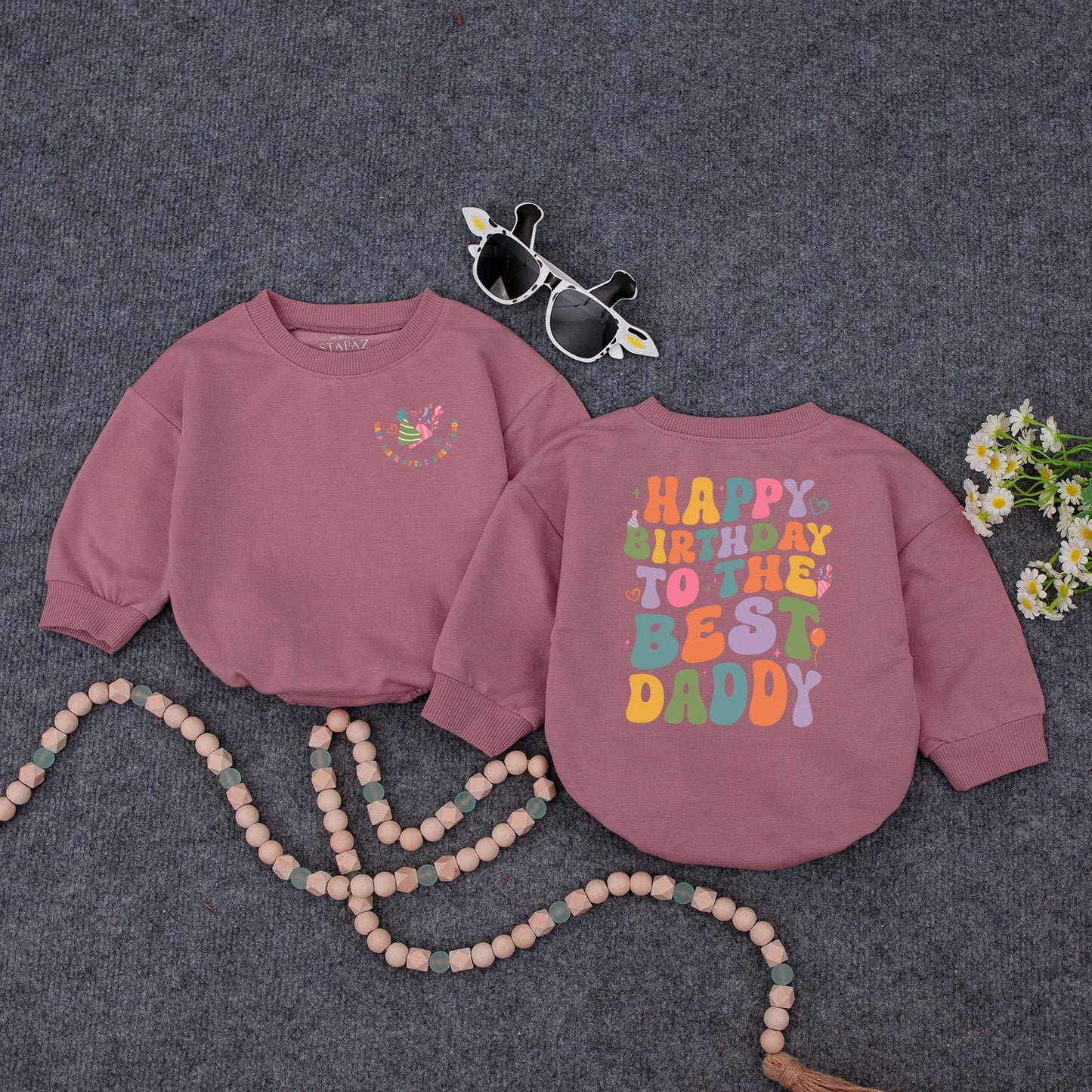 Happy Birthday Daddy Bubble Romper Retro Toddler Girl Outfit Cute Infant Tee Daddy's Girl Celebration Gift