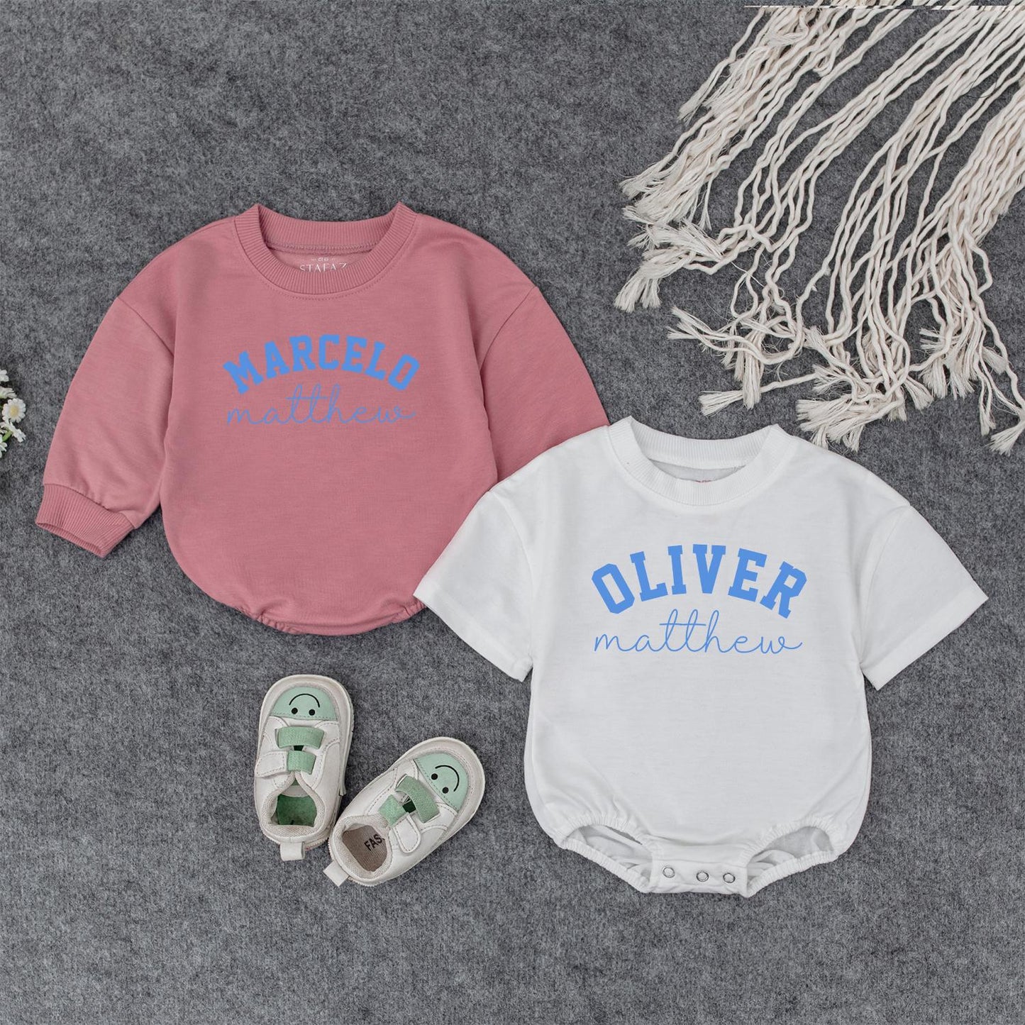 Custom Baby Boy Bubble Romper | Personalized First & Middle Name Outfit | Baby Shower Gift | Cute Infant Coming Home Clothes