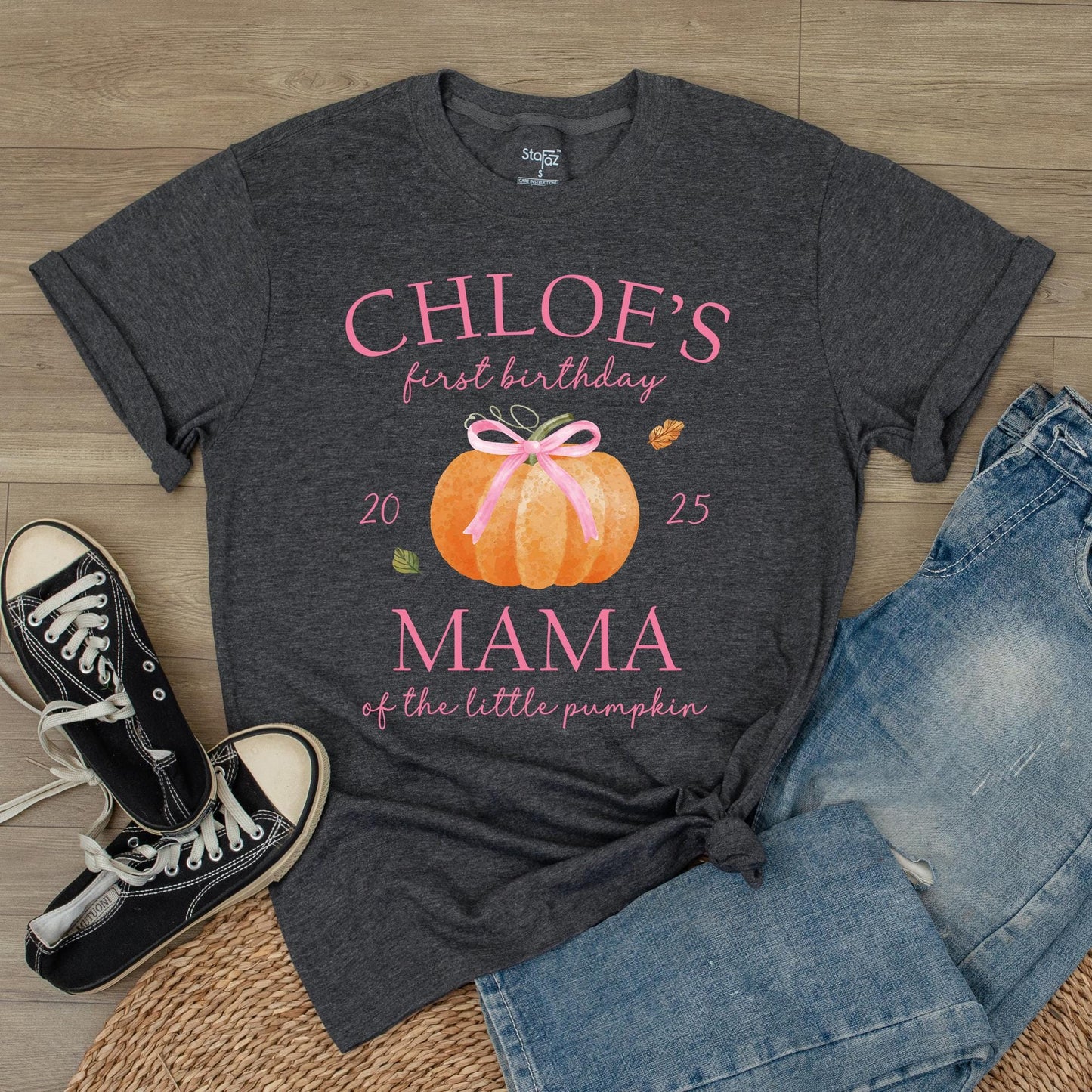 Personalized Name One Little Pumpkin First Birthday Shirt for Baby Girl Boy, Mama Dad Family Matching Fall Outfit Thanksgiving Celebration