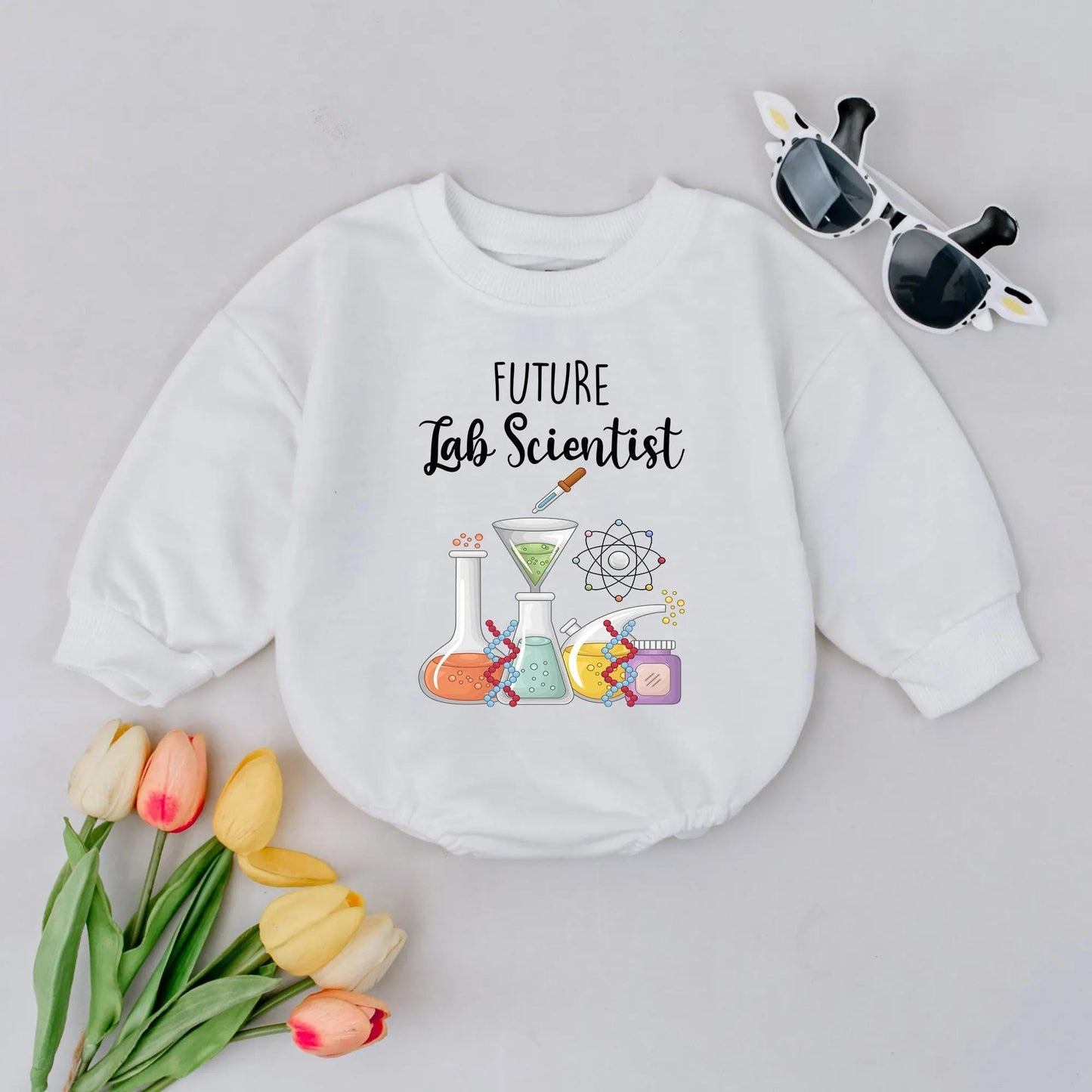 Future Lab Scientist Baby Bubble Romper Adorable STEM Outfit Cute Chemistry Bodysuit Gift for Boys Girls Baby Shower