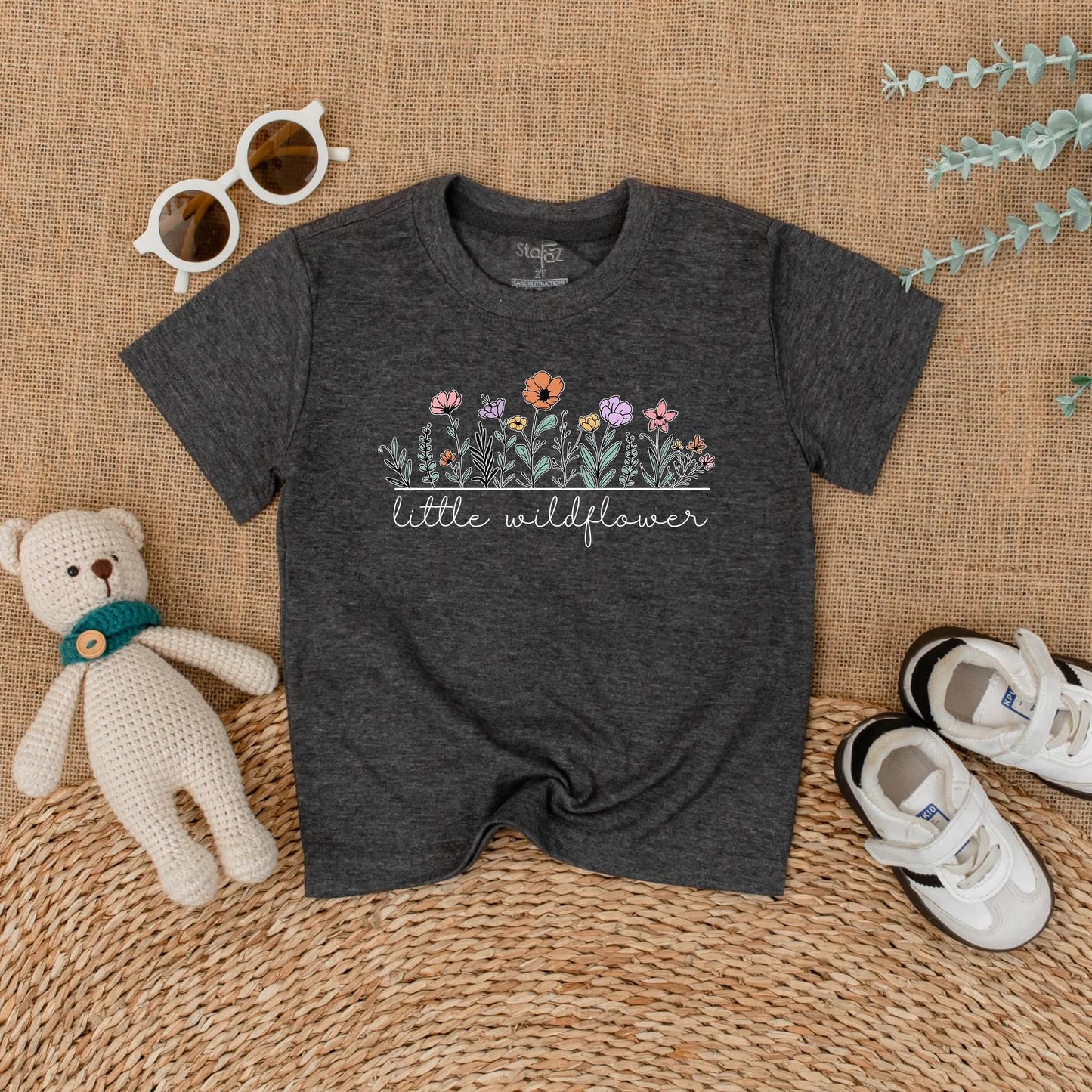 Little Wildflower Baby Romper, Boho Floral Girl Outfit, Soft Summer Bodysuit, "Little Wildflower" Script, Whimsical Baby Shower Gift, Comfortable 138