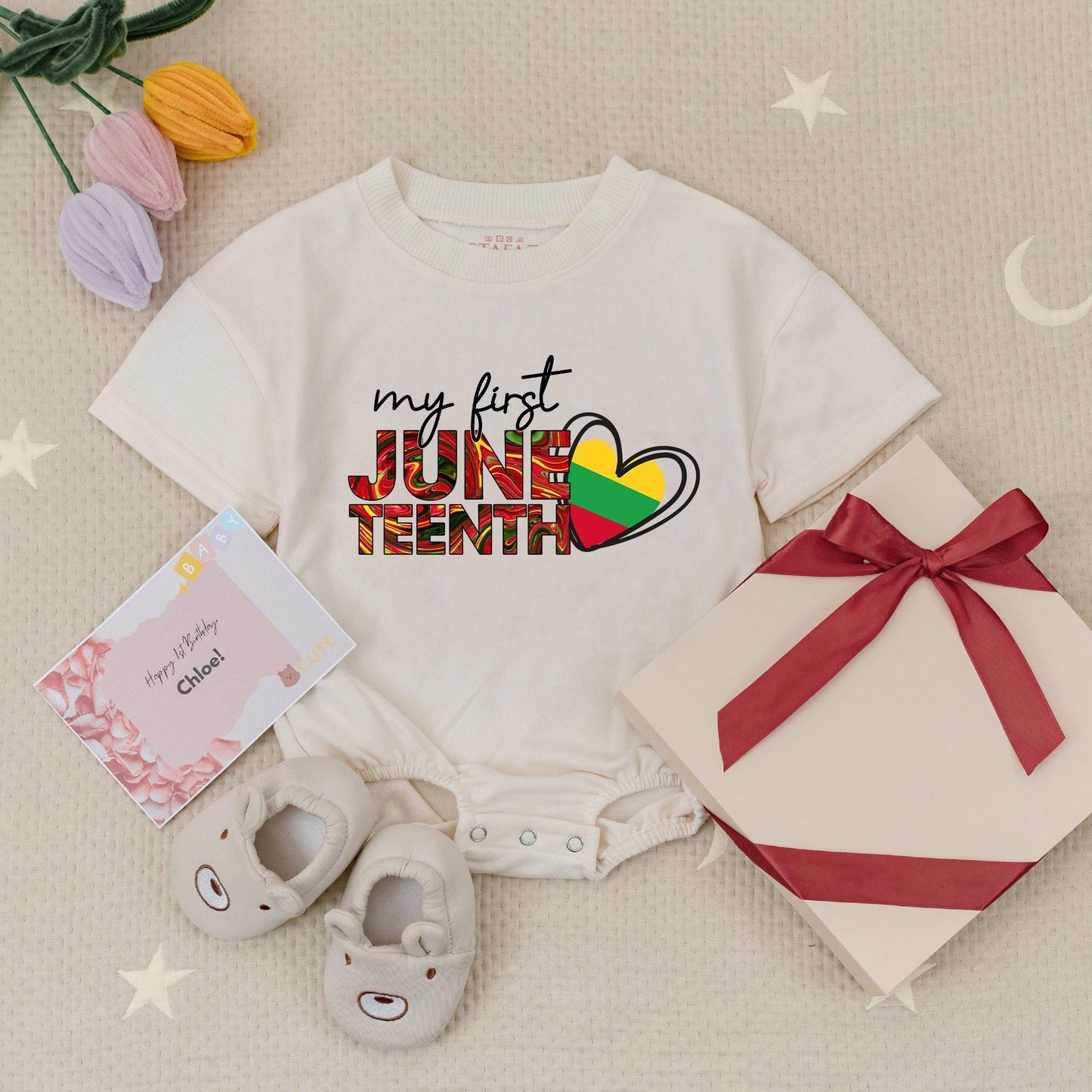 My First Juneteenth Baby Romper Festive Red Yellow Green Stripes Lithuanian Flag Heart Black Boy Girl Bodysuit Independence Day Gift