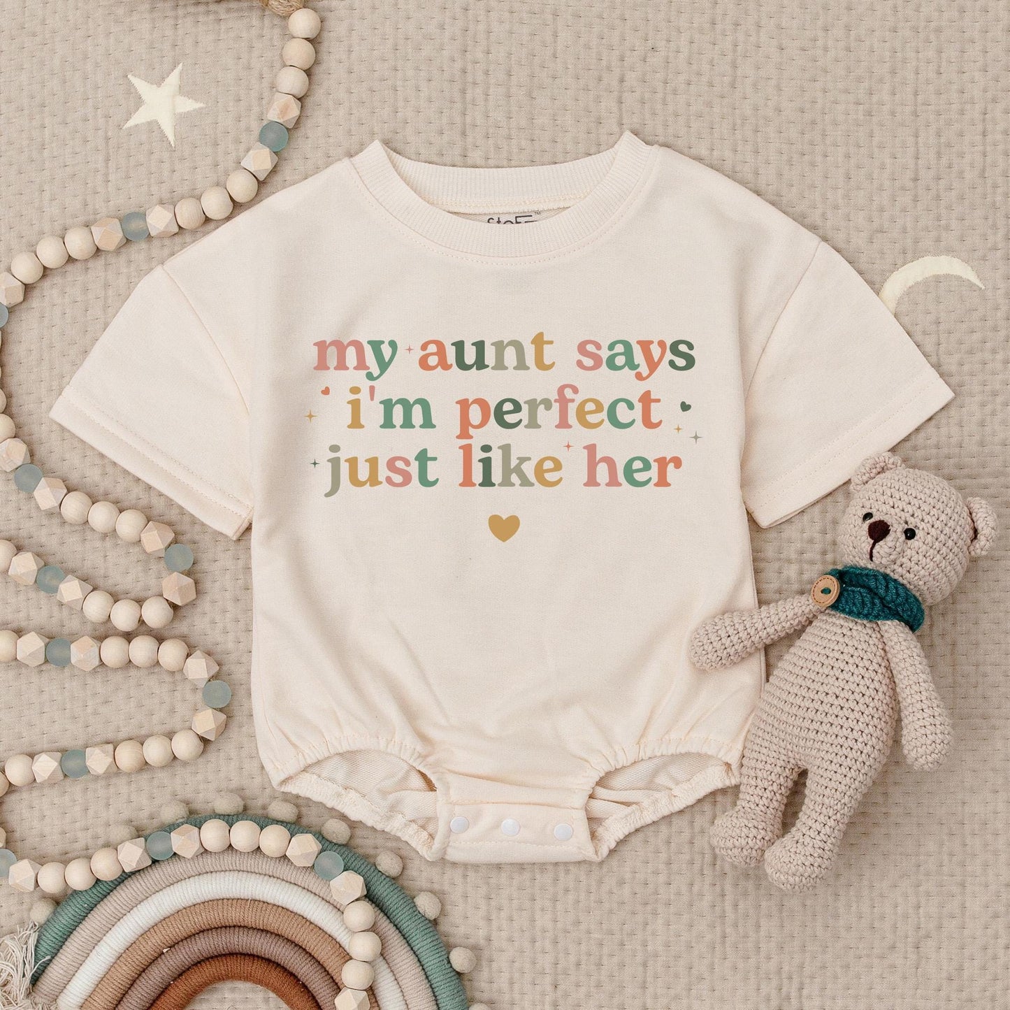 My Aunt Says I'm Perfect Baby Romper Gift for Niece/Nephew Cute Pastel Design, Auntie's Bestie Bodysuit Newborn