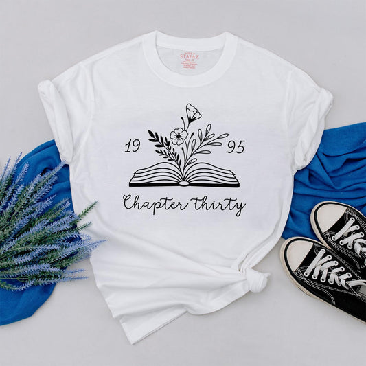 Custom Chapter Thirty Floral Book Shirt 30th Birthday Gift for Women Personalized Turning Thirty Flower Shirt