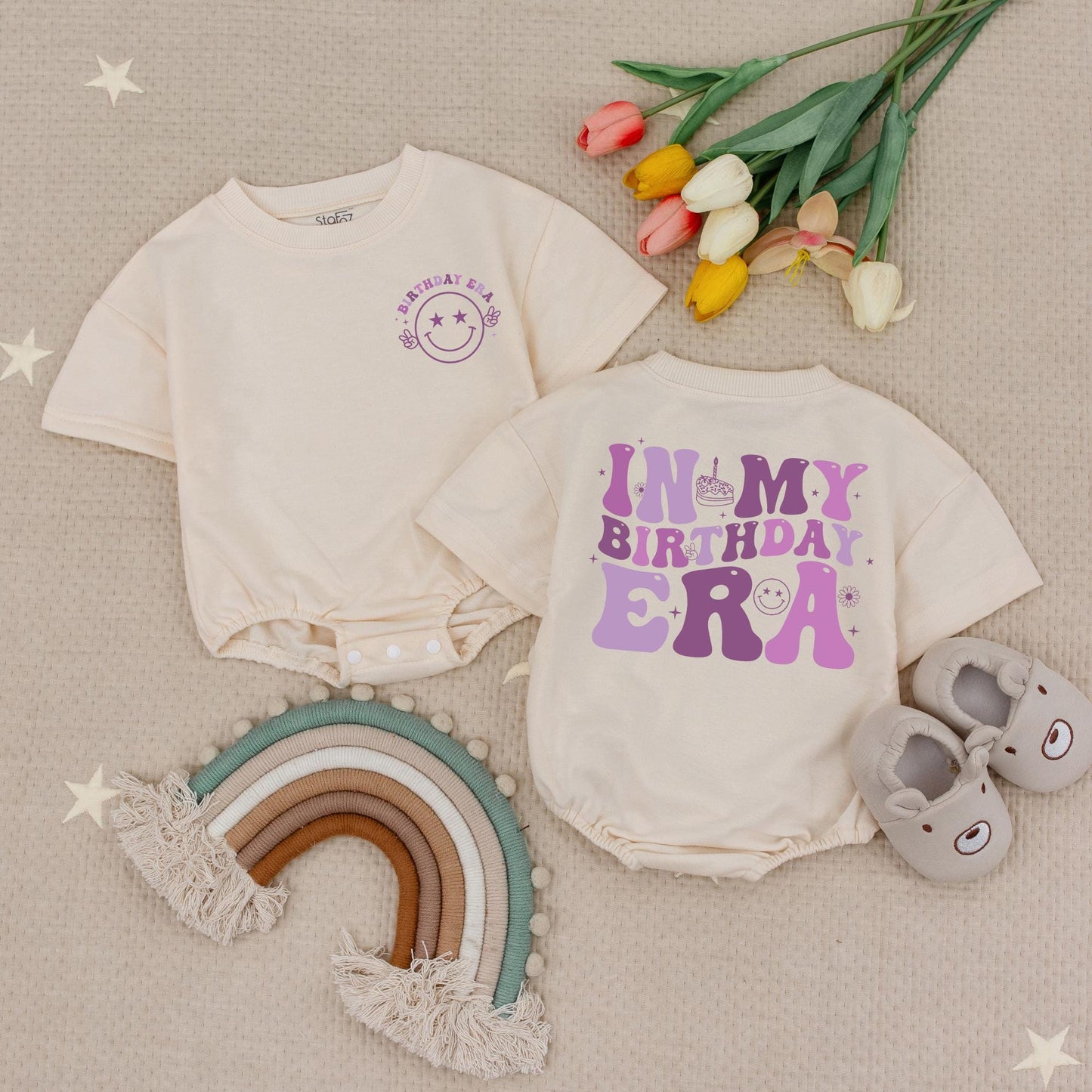In My One Year Old Era Personalized Romper Baby Girl First Birthday Outfit Soft Cotton Bubble Romper Toddler Celebration Gift Idea