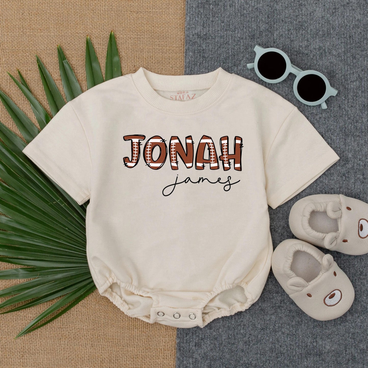 Custom Football Name Bubble Romper for Baby Gameday Outfit Personalized Baby Gift for Boys and Girls