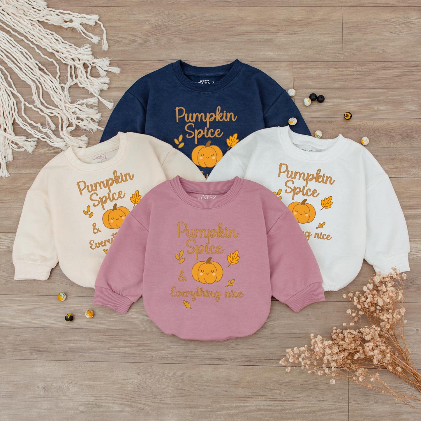 Baby's 1st Fall Outfit: Pumpkin Spice Romper & Thanksgiving Sweatshirt Set, Fall Clothes for Baby Girl or Boy, Harvest Season