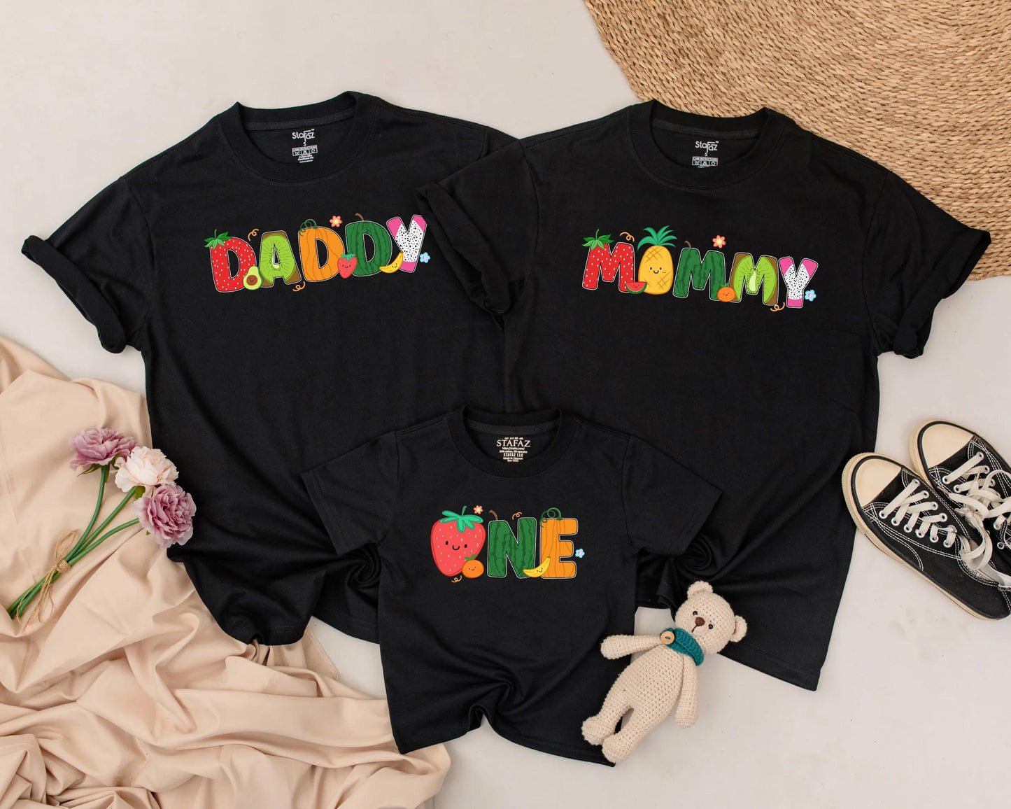 Matching Fruit Family Birthday Shirts | 1st Birthday Outfit for Baby, Mom & Dad | Colorful Party Theme Gifts