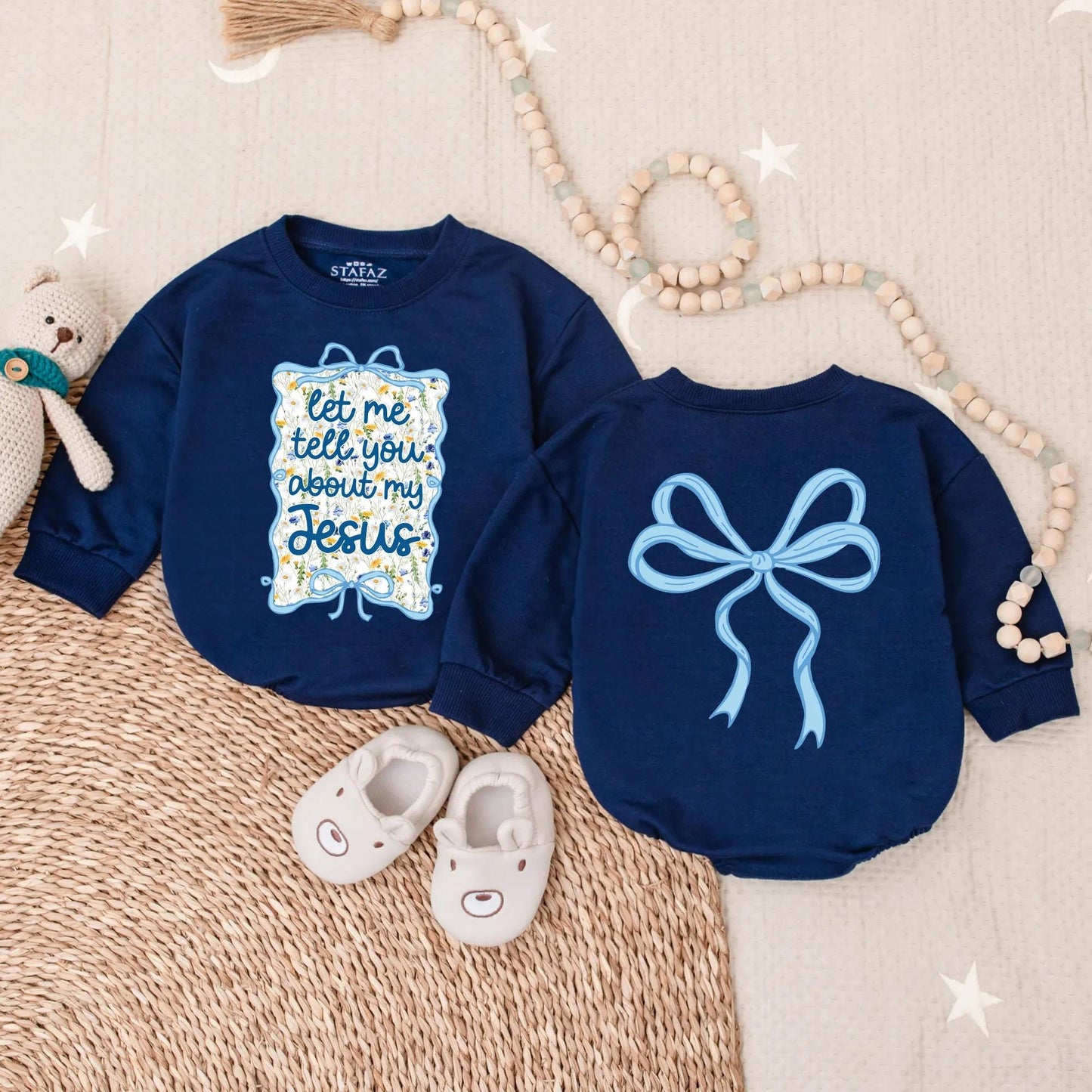 Jesus Bubble Romper for Baby Girl - Cute Christian Outfit & Religious Toddler Clothes - Baby Shower Gift Idea