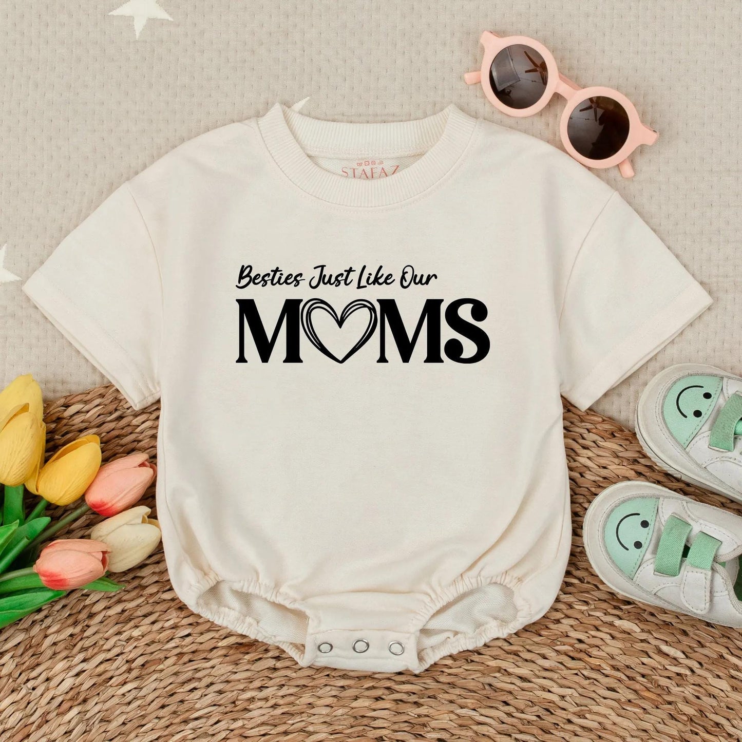 Besties Just Like Our Moms Romper Matching Outfits Baby Girl & Toddler Sibling Gift Cute Baby Shower Idea