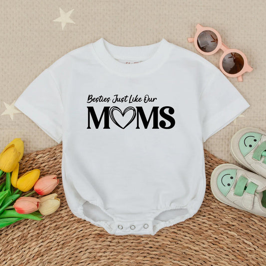 Besties Just Like Our Moms Romper Matching Outfits Baby Girl & Toddler Sibling Gift Cute Baby Shower Idea