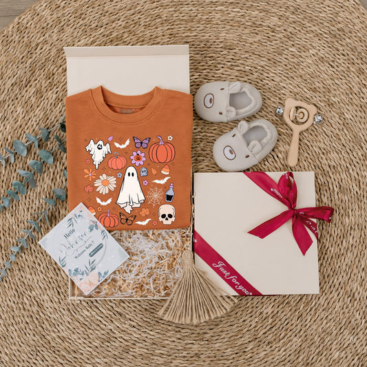 Retro Ghost Halloween Doodle Sweatshirt Toddler Baby Romper Spooky Fall Kid's Shirt First Halloween Gift