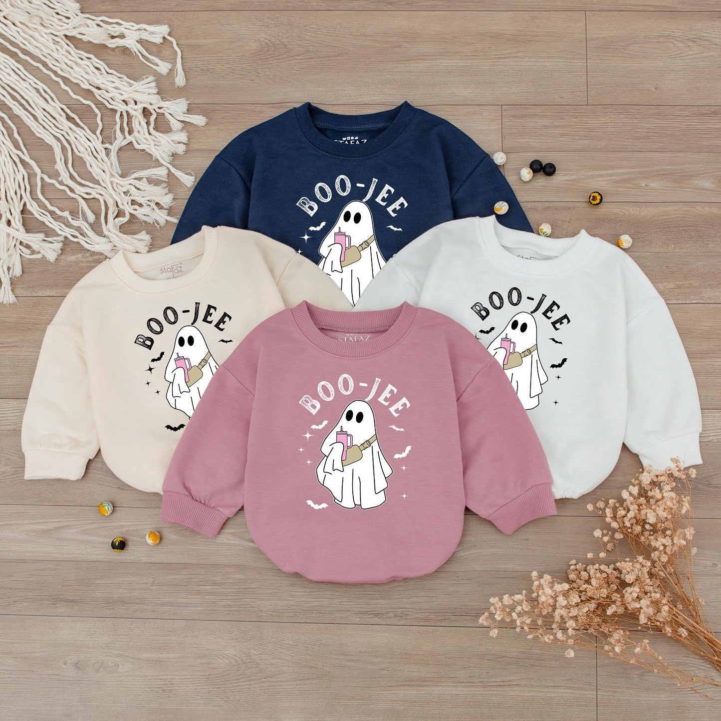 Halloween Ghost Sweatshirt Spooky Boo Jee Baby Romper for Kids Perfect Fall Spooky Season Infant Apparel Cute Toddler Halloween Gift