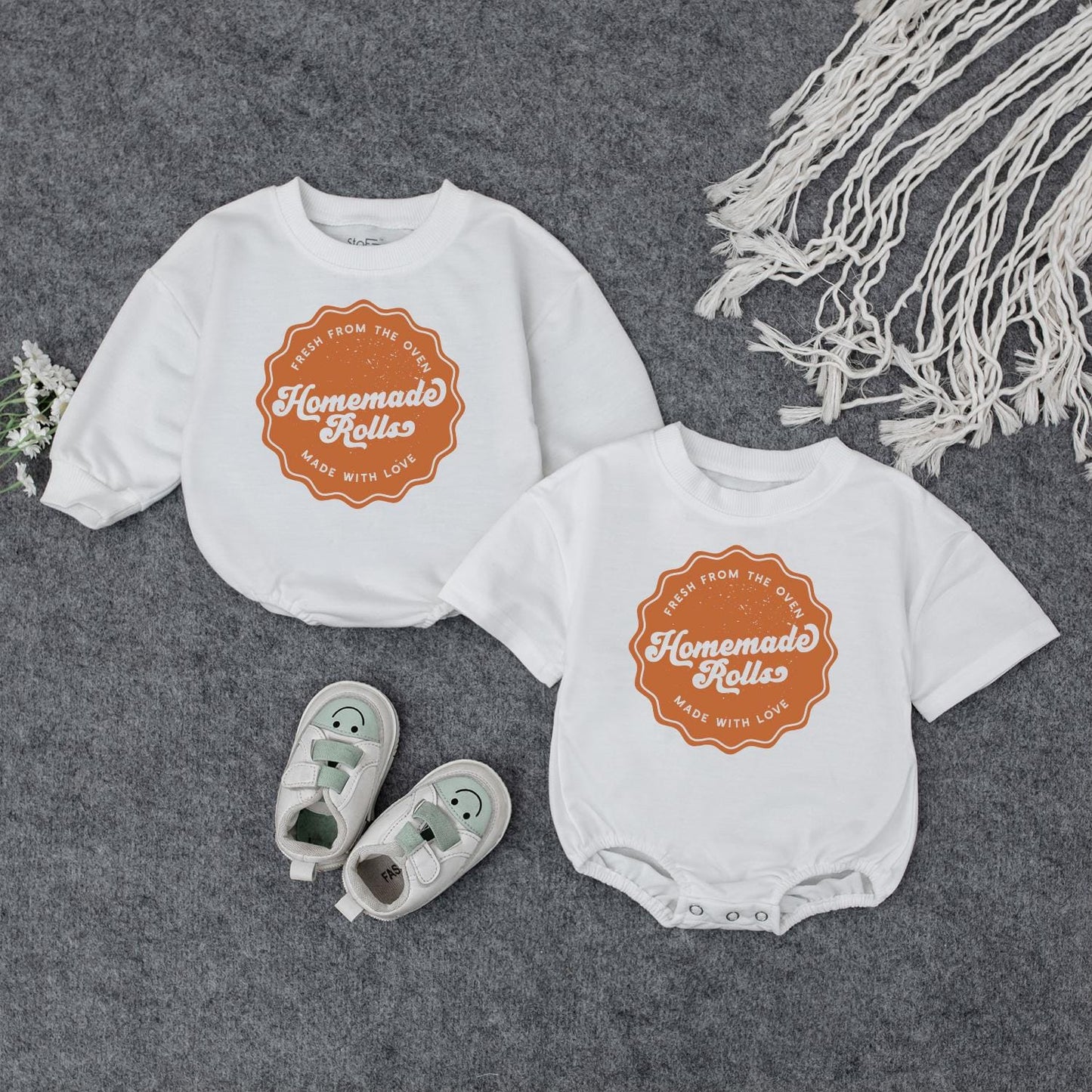 Funny Homemade Rolls Retro Baby Romper Natural Cotton Autumn Toddler Clothes Thanksgiving Day Baby Bodysuit Chunky Infant Gift