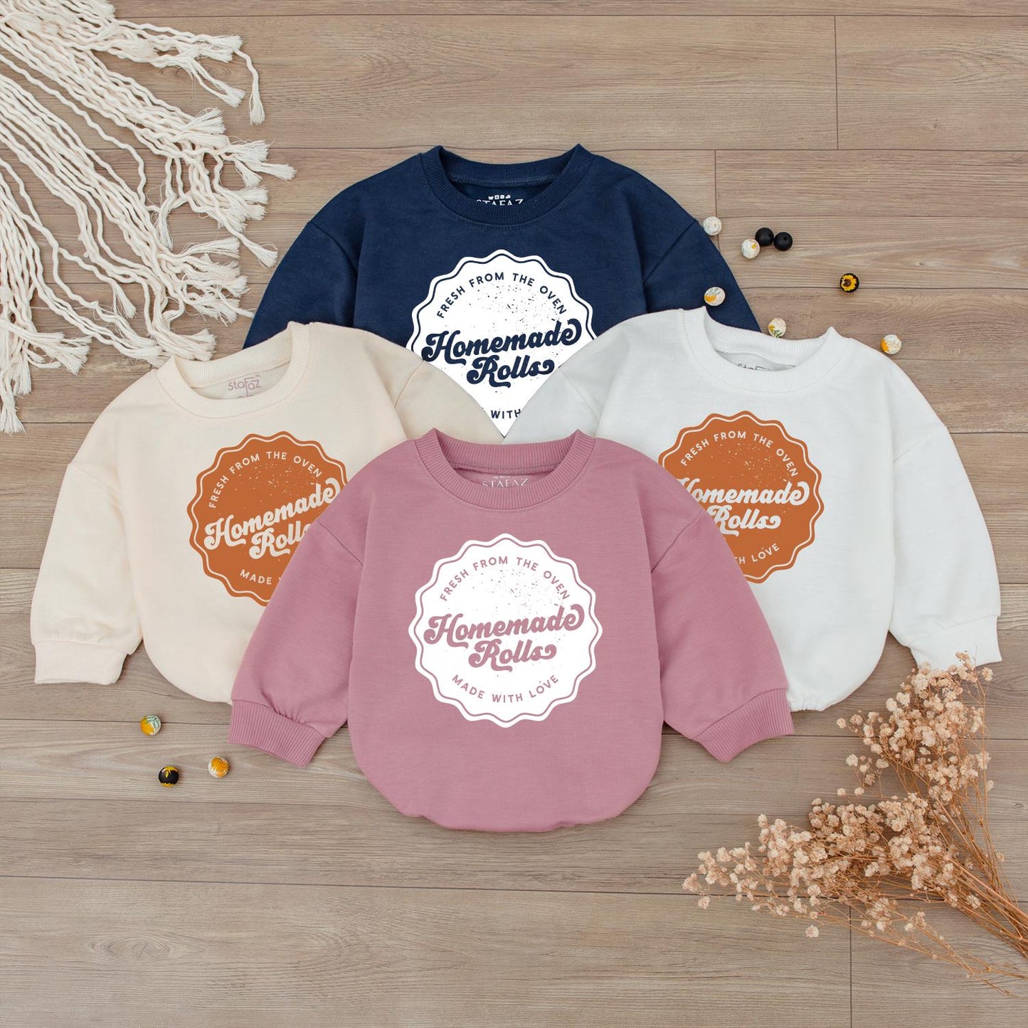 Funny Homemade Rolls Retro Baby Romper Natural Cotton Autumn Toddler Clothes Thanksgiving Day Baby Bodysuit Chunky Infant Gift