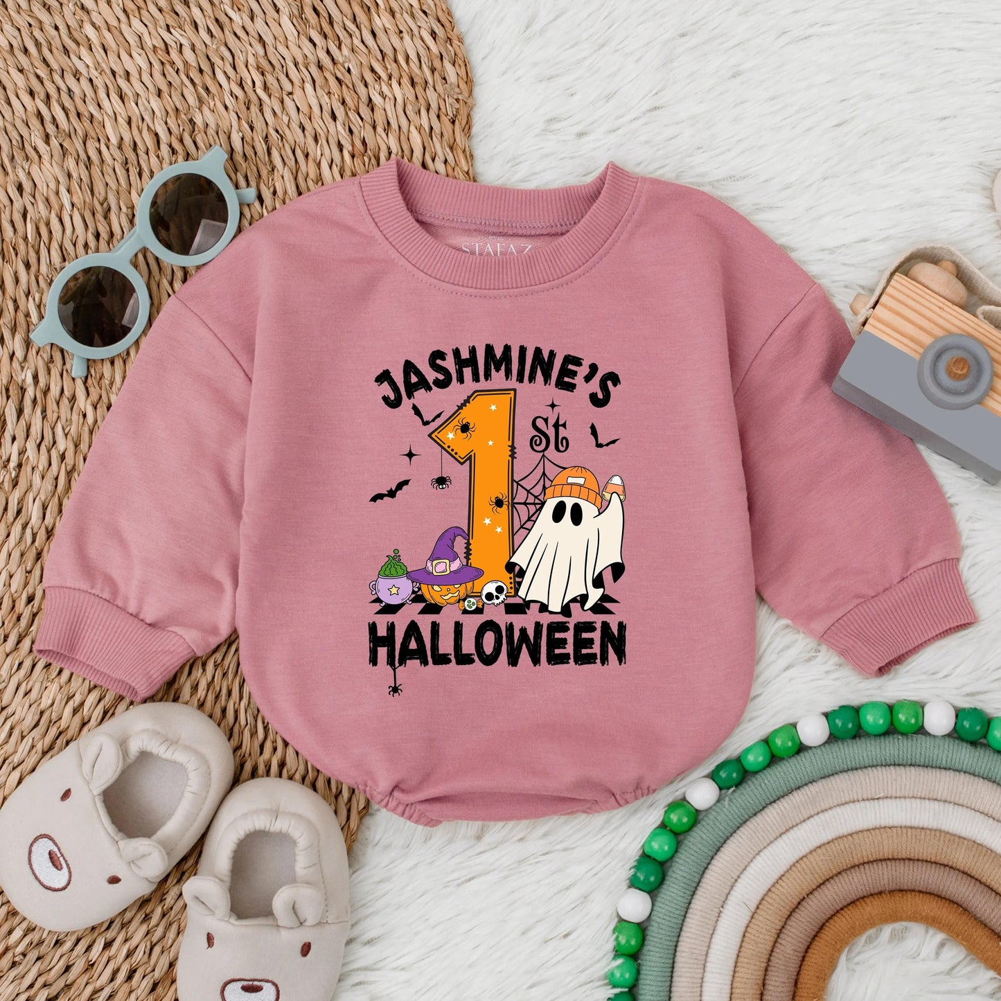 Personalized My 1st Halloween Spooky Dude Bubble Romper for Baby First Halloween Outfit Funny Toddler Clothes Cute Spooky Season Baby Gift Idea