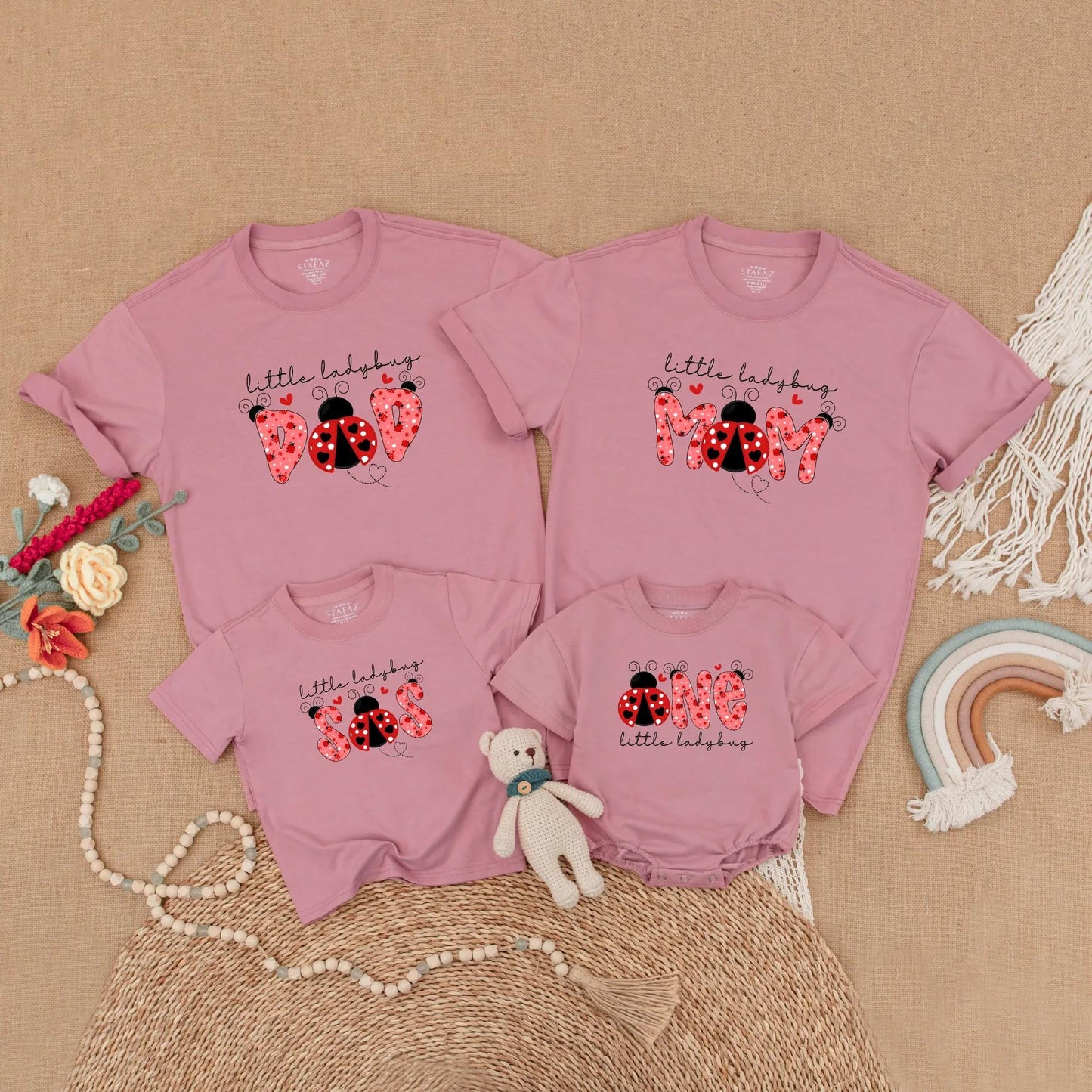 Matching Ladybug Birthday Family Shirts, First Birthday Girl Outfits, Mommy and Me Ladybug Theme, Toddler Romper