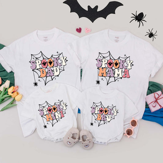 Matching Spooky Halloween Family Shirts & One Spooky Dude Romper | Personalized Halloween Birthday Outfits for Mom, Dad, & Baby