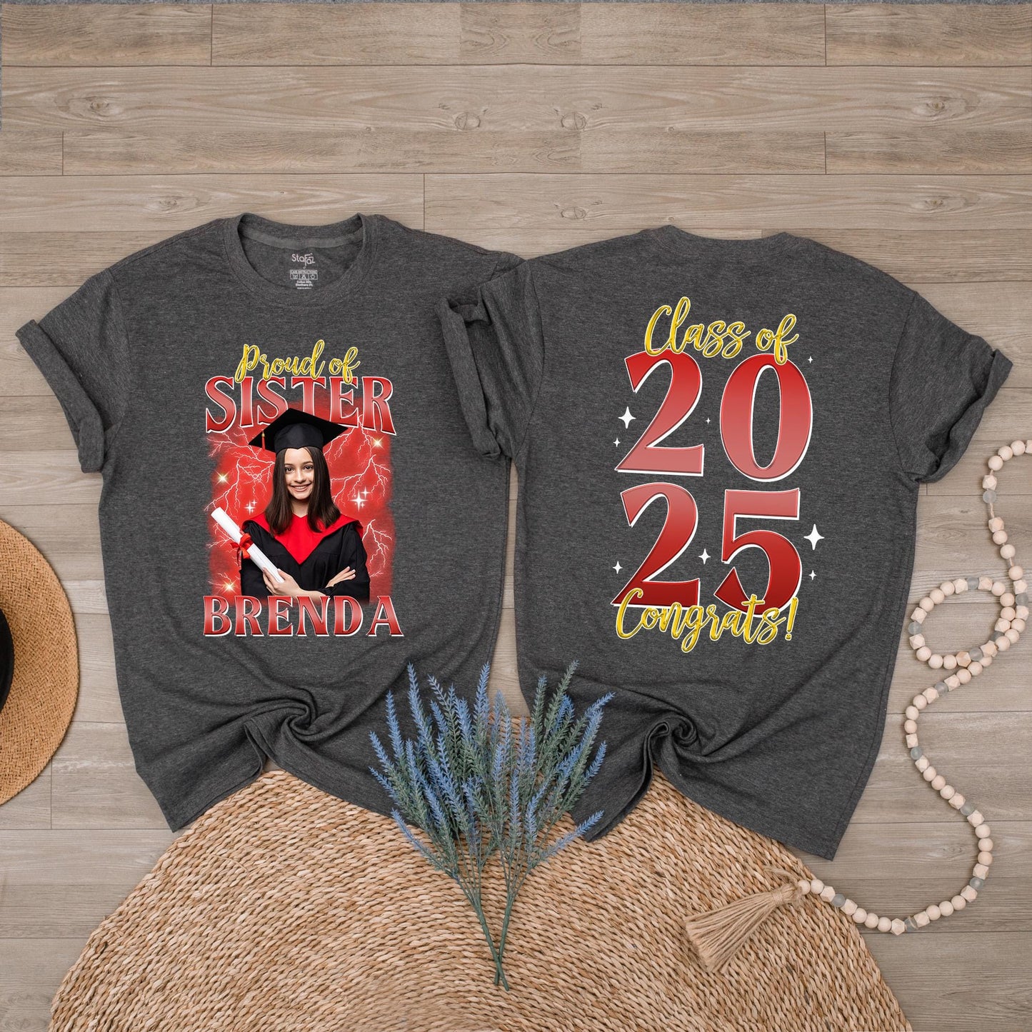 Custom Senior Graduation Shirt with Face Class of 2025 Proud Family Tee for Him Her Unique Graduation Day Gift Comfortable Celebration