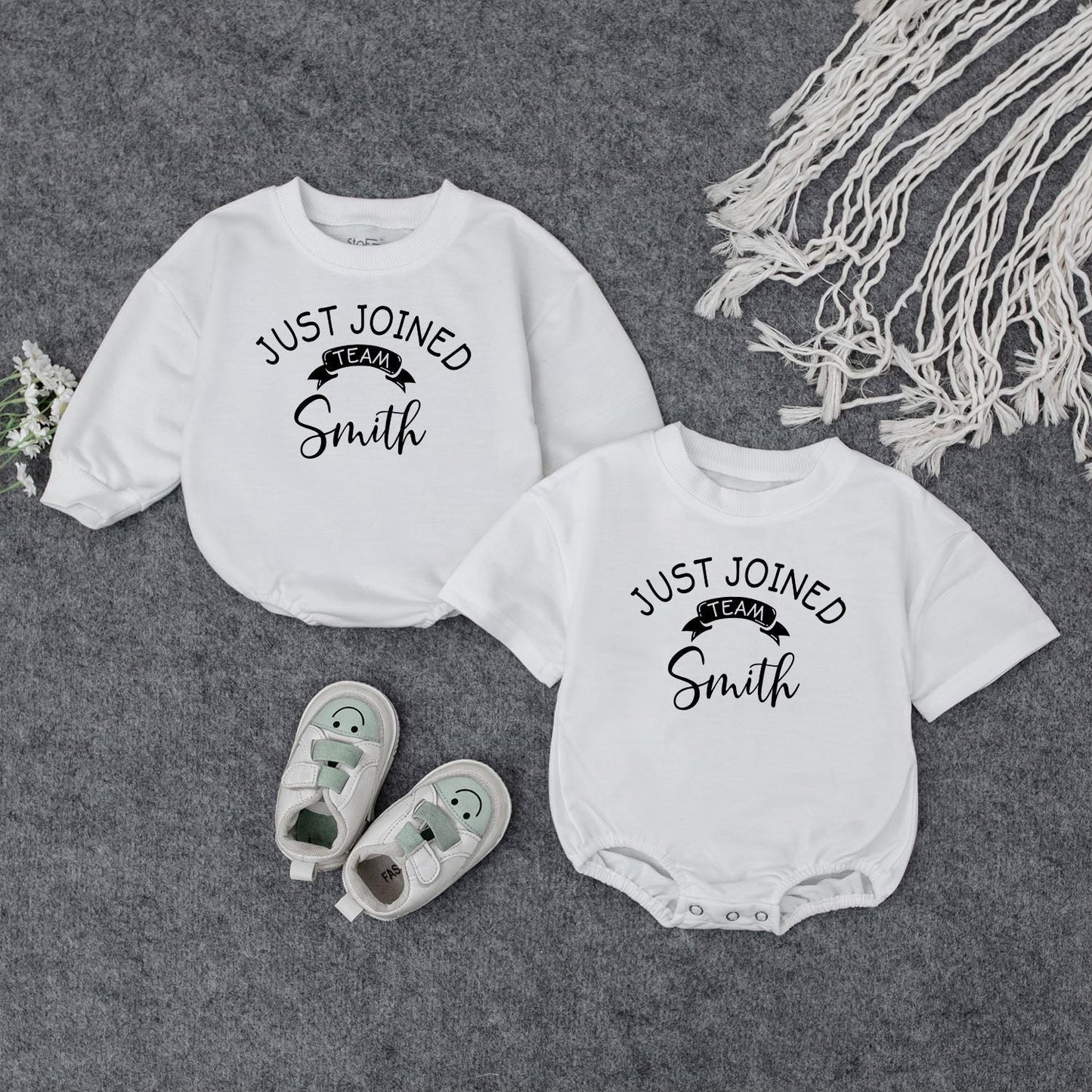 Personalized Just Joined Team Baby Boy Coming Home Outfit Last Name Newborn Bodysuit Soft Cotton Shower Gift Unique Announcement Keepsake