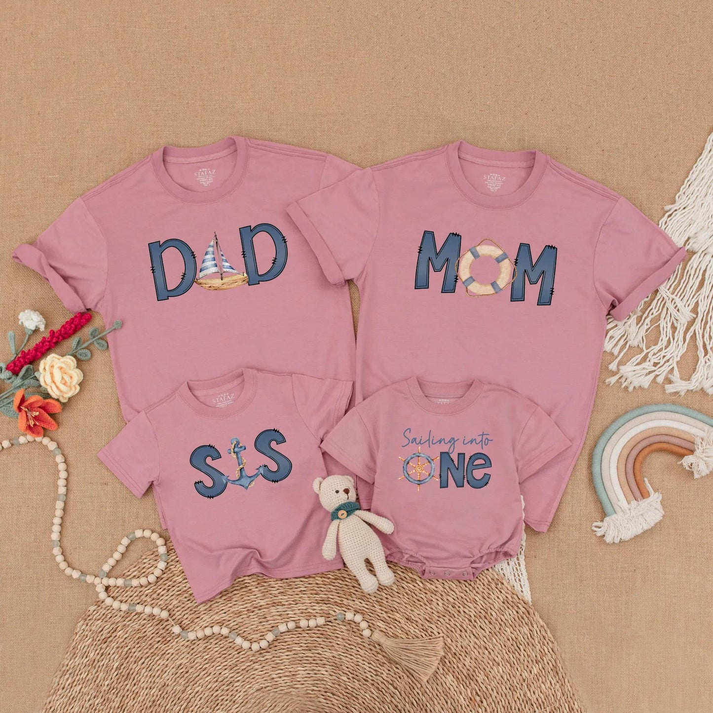 Sailing Into One Birthday Matching Family Shirts, Ahoy Nautical Theme, Custom Name 1st Birthday Boy Outfit, Ocean Adventure Cake Smash, First Mate Party