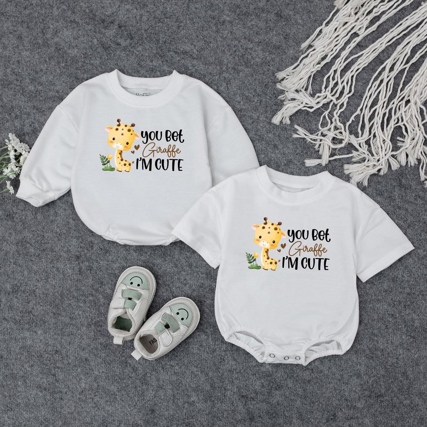 You Bet Giraffe I'm Cute Baby Romper Funny Animal Clothes Cute Baby Outfit Soft Cotton Bodysuit Baby Shower Gift for Infants