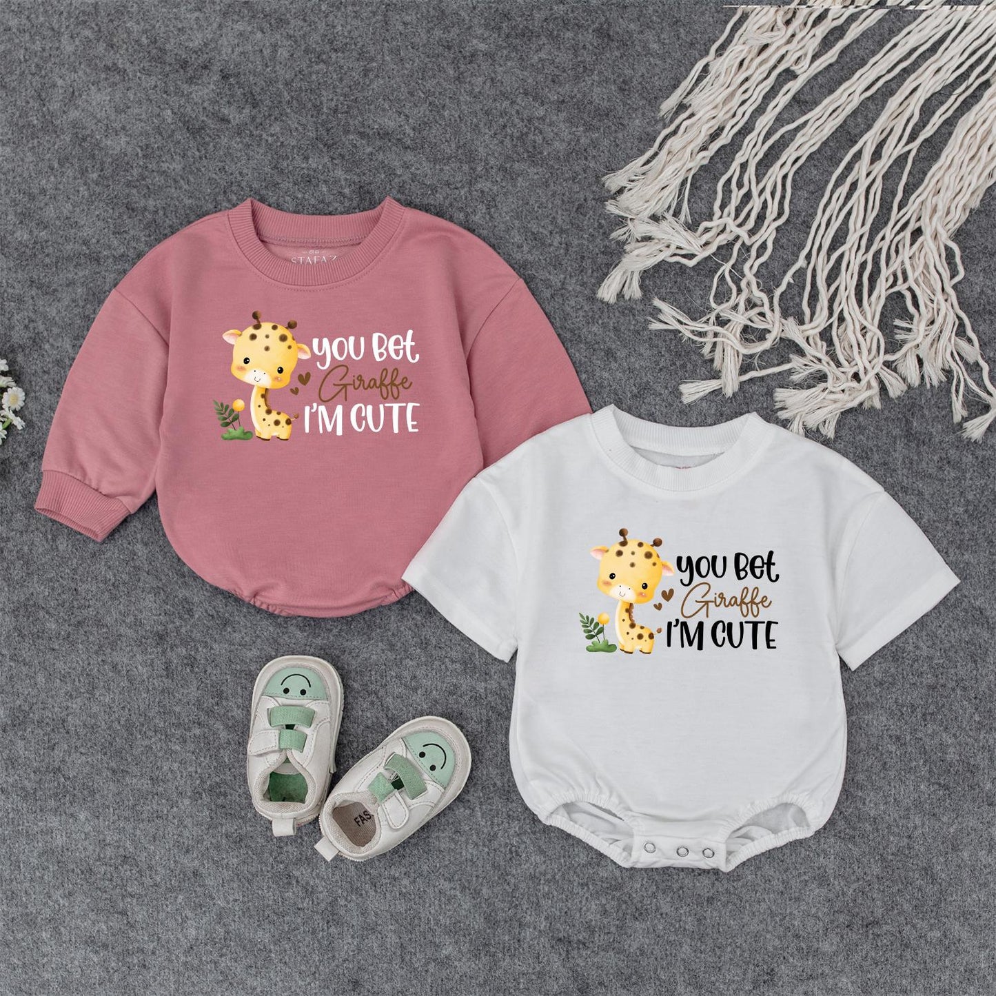 You Bet Giraffe I'm Cute Baby Romper Funny Animal Clothes Cute Baby Outfit Soft Cotton Bodysuit Baby Shower Gift for Infants