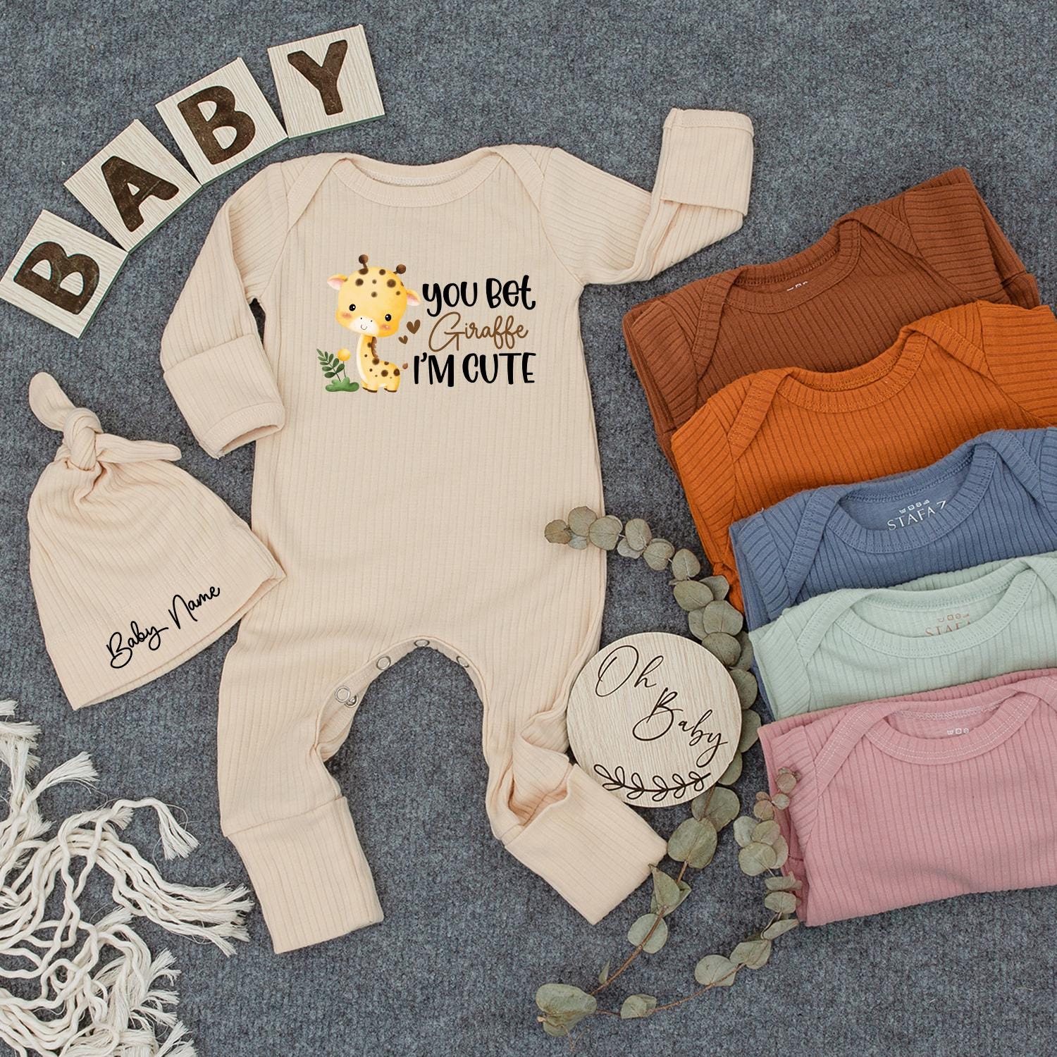 You Bet Giraffe I'm Cute Baby Bodysuit Coming Home Outfit Gender Neutral Jumpsuit Pregnancy Announcement New Baby Gift Shower Present 132 Char